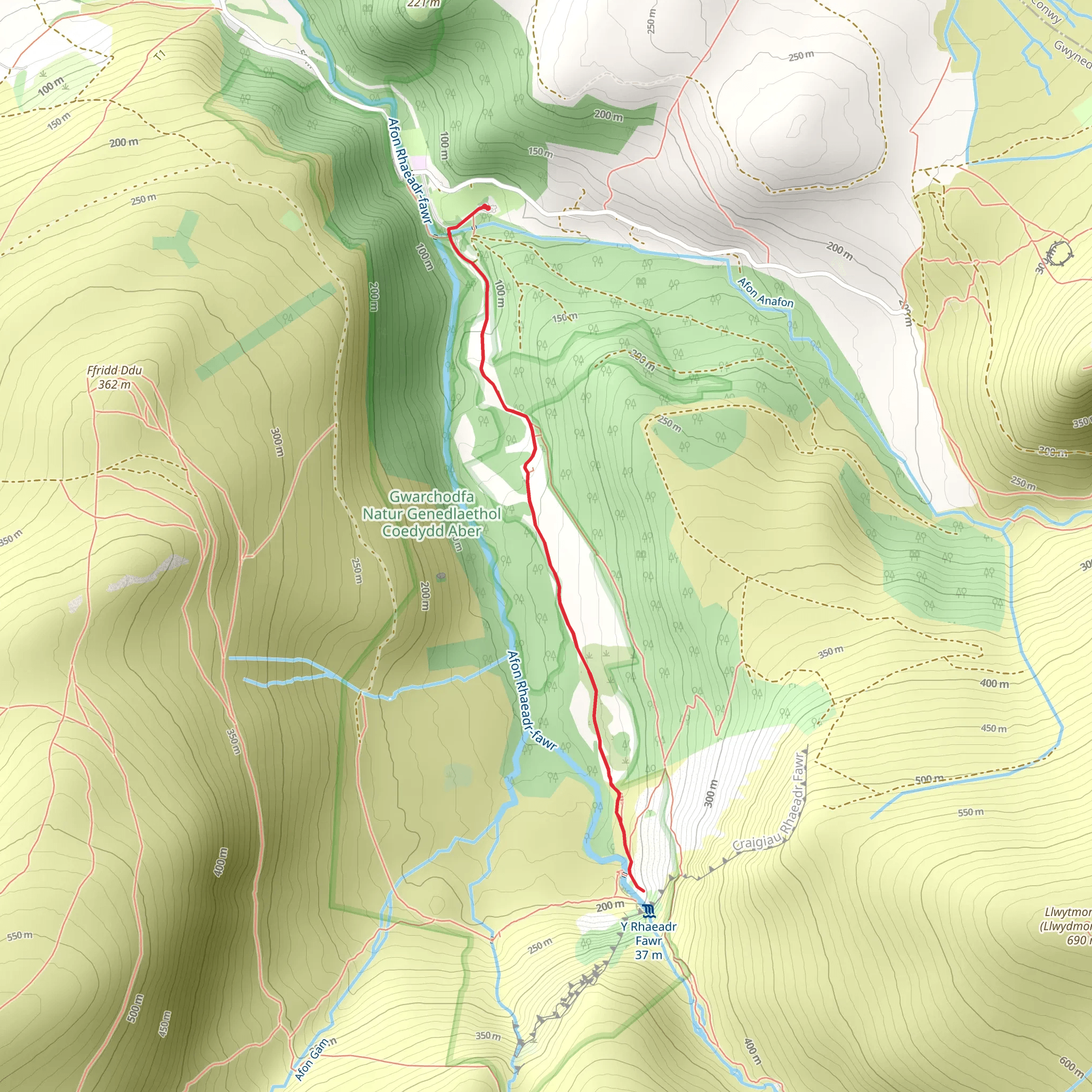 Aber Falls Path mobile static map