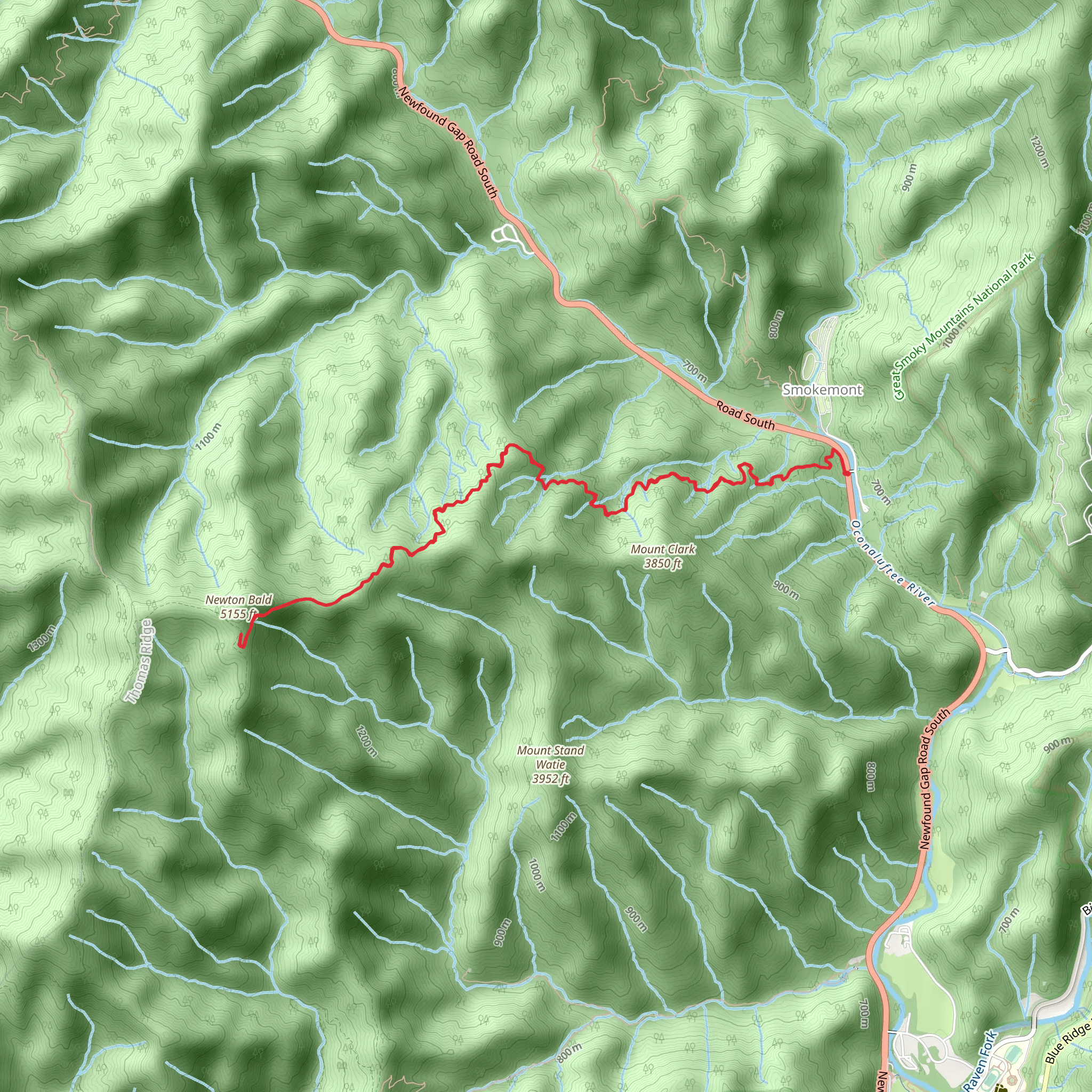 Newton Bald Trail mobile static map