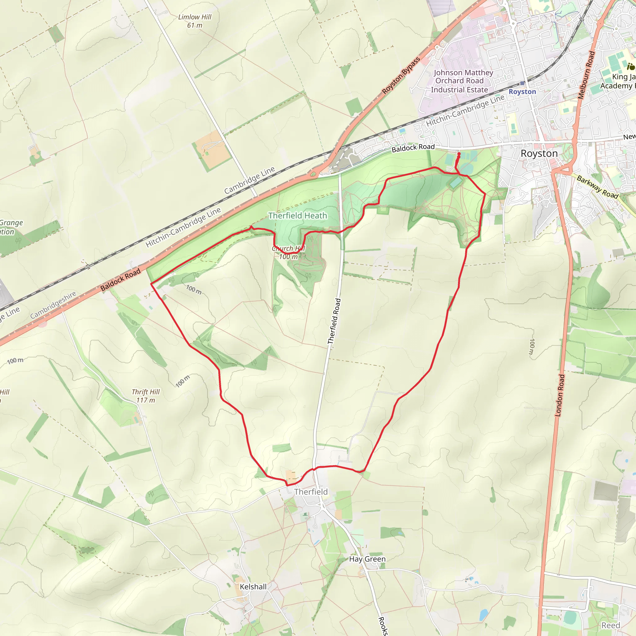 Therfield Heath Circular mobile static map