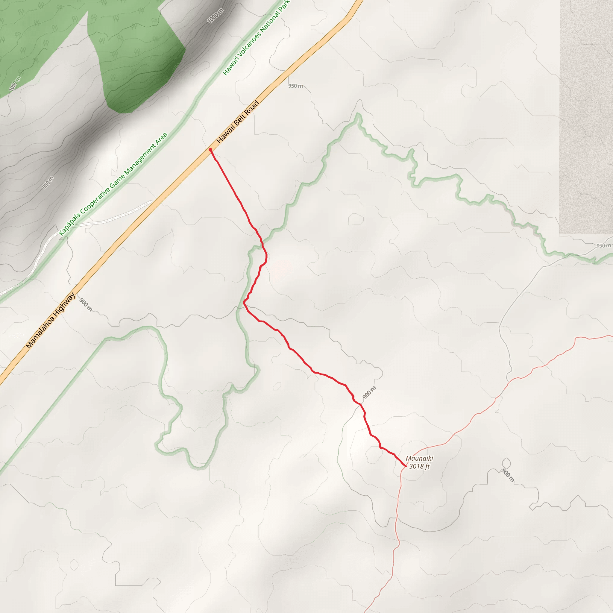 Maunaiki via Footprints Trail mobile static map