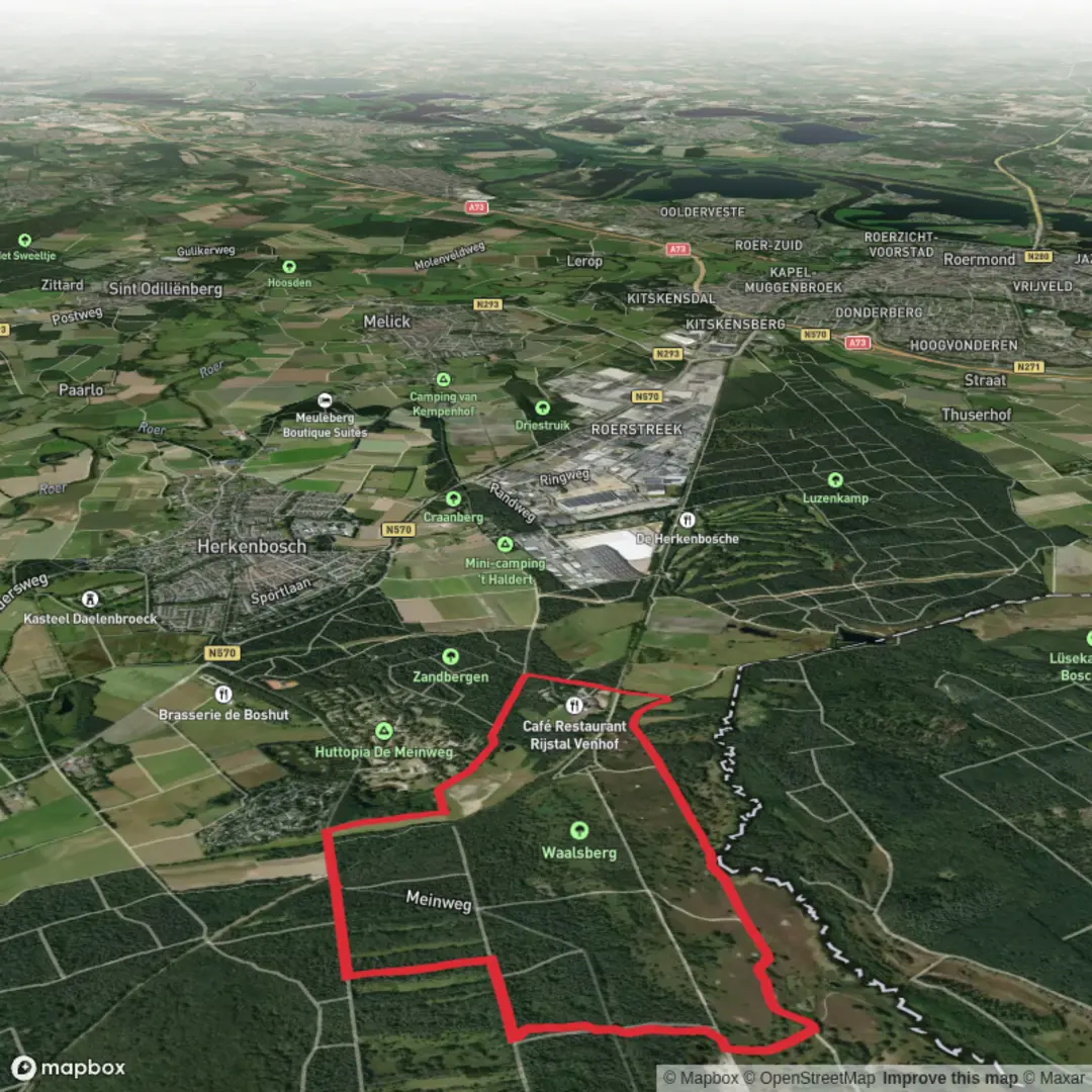 An image depicting the trail Nationaalpark de meinweg - Ijzeren Rijn and its surrounding area.