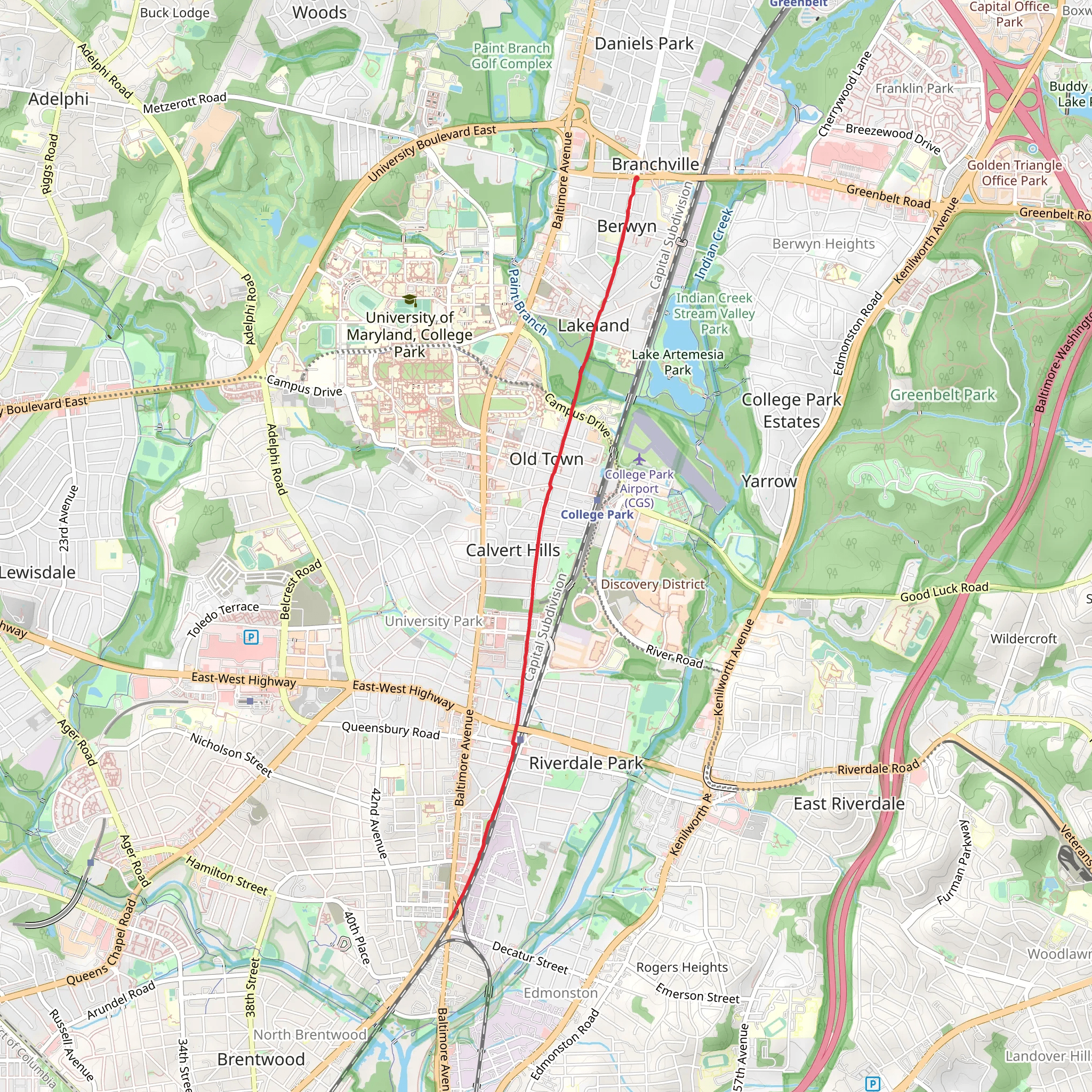 Rhode Island Avenue Trolley Trail mobile static map