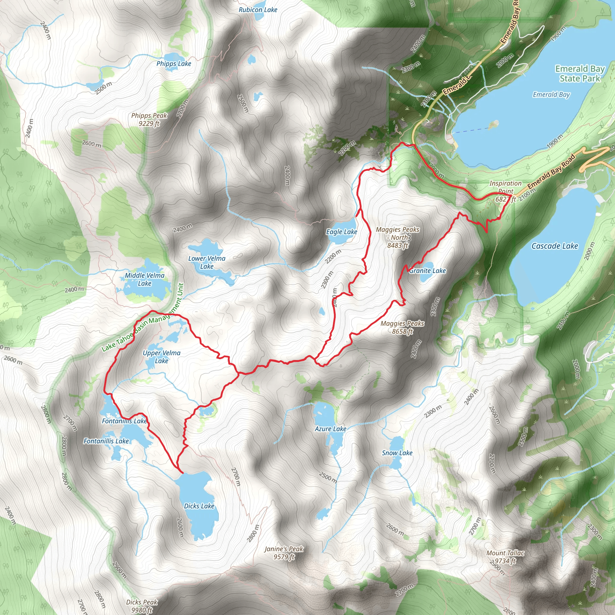 Granite Lake, Dicks Lake, Fontanillis Lake and Eagle Lake Loop mobile static map