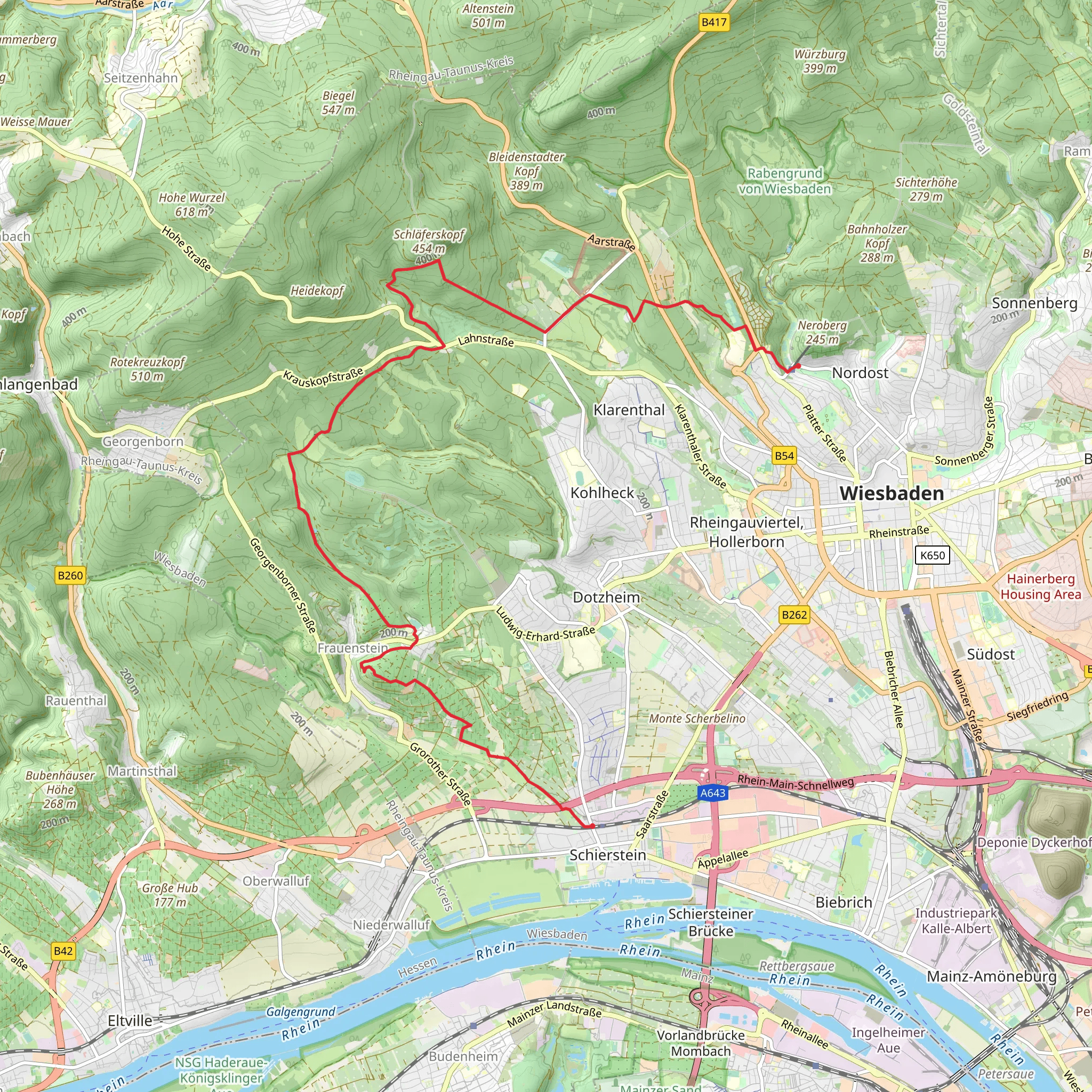 Nordost to Schierstein Walk mobile static map