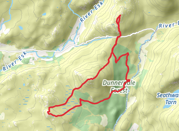 Hard Knott fells mobile static map