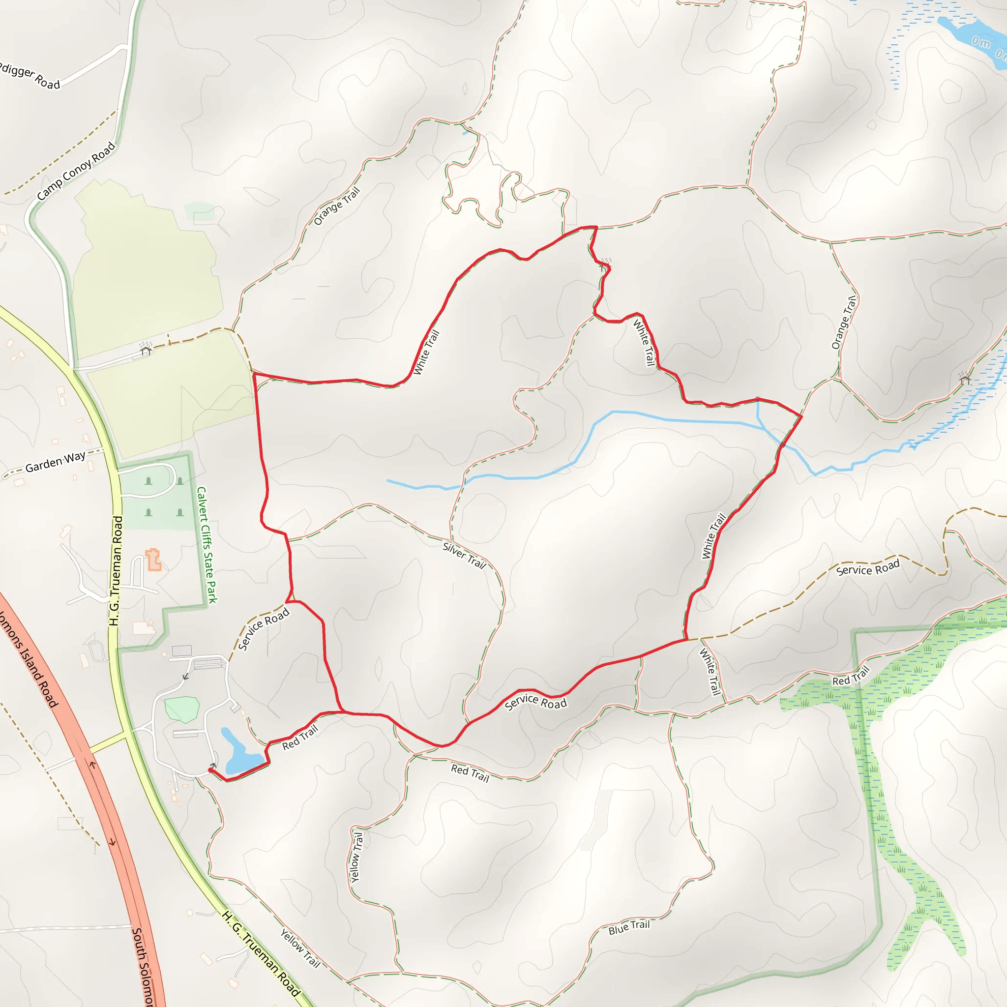 Red and White Loop Trail mobile static map