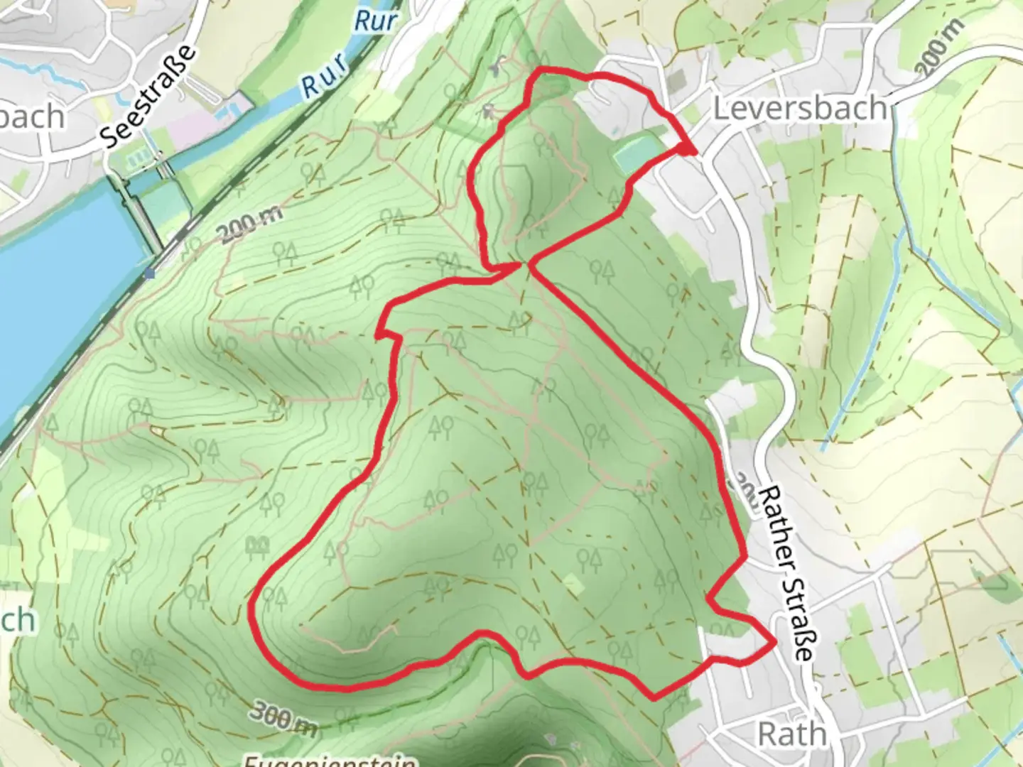 An image depicting the trail Engelsblick Loop via Kuhkopfsteig and its surrounding area.