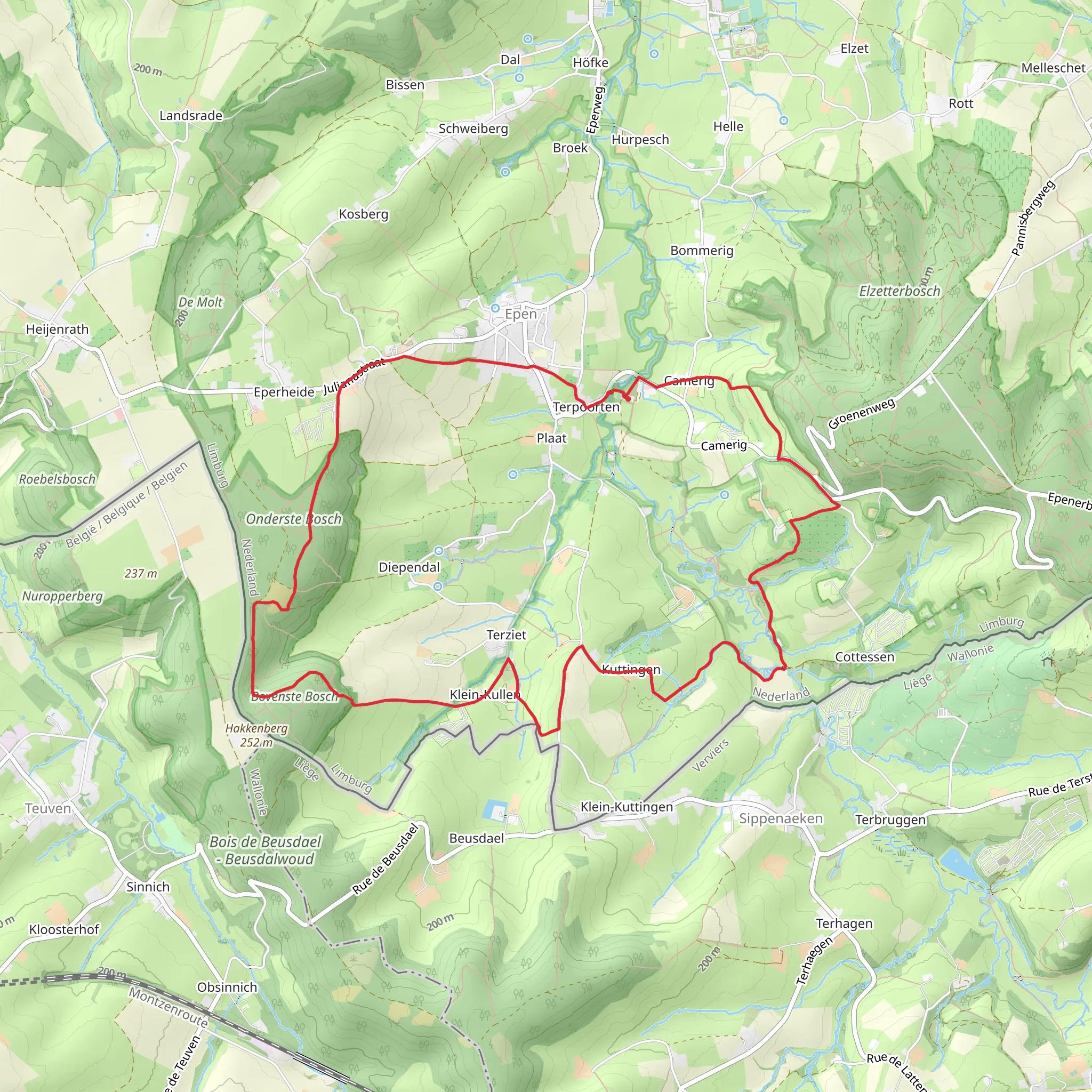 Epen Bronnenland Blauw and Gulpen Wittem Loop mobile static map