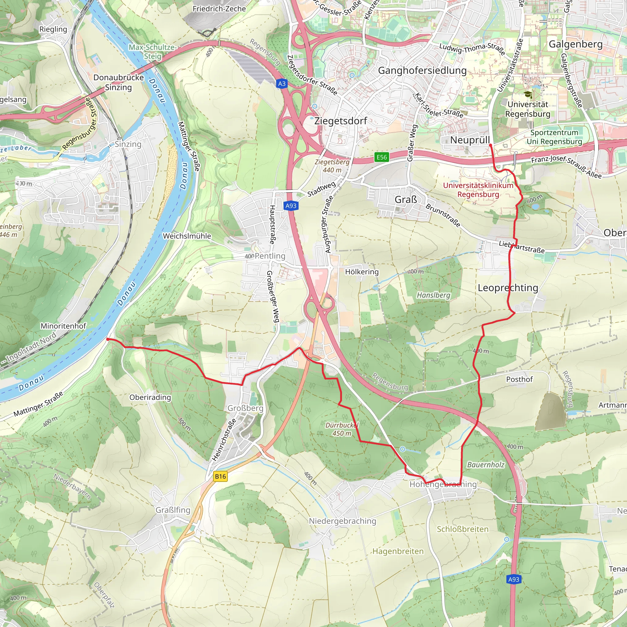 Neuprue to Unterirading mobile static map