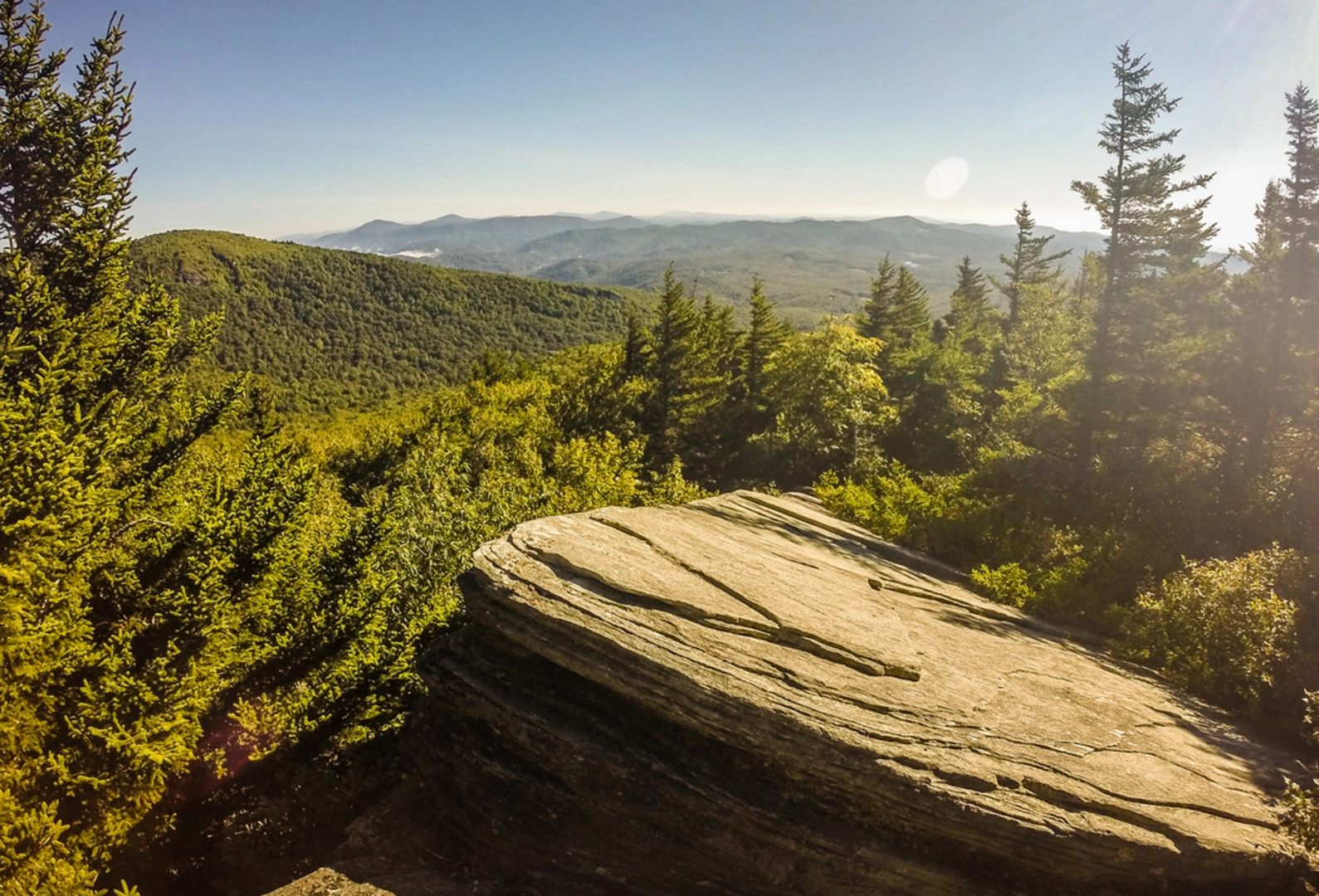 An image depicting the trail Calloway Peak via Grandfather Trail and its surrounding area.