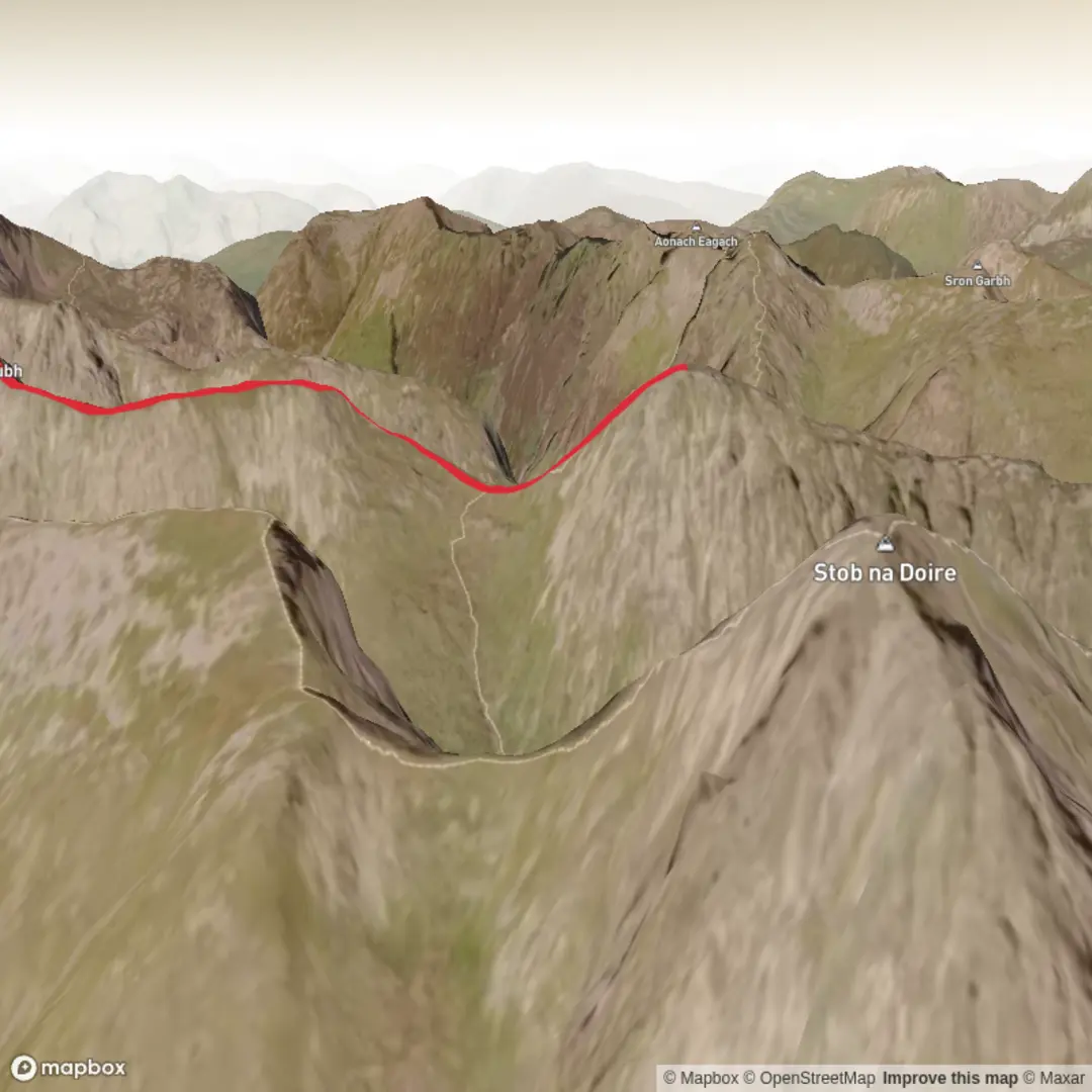 An image depicting the trail Stob Dubh and its surrounding area.