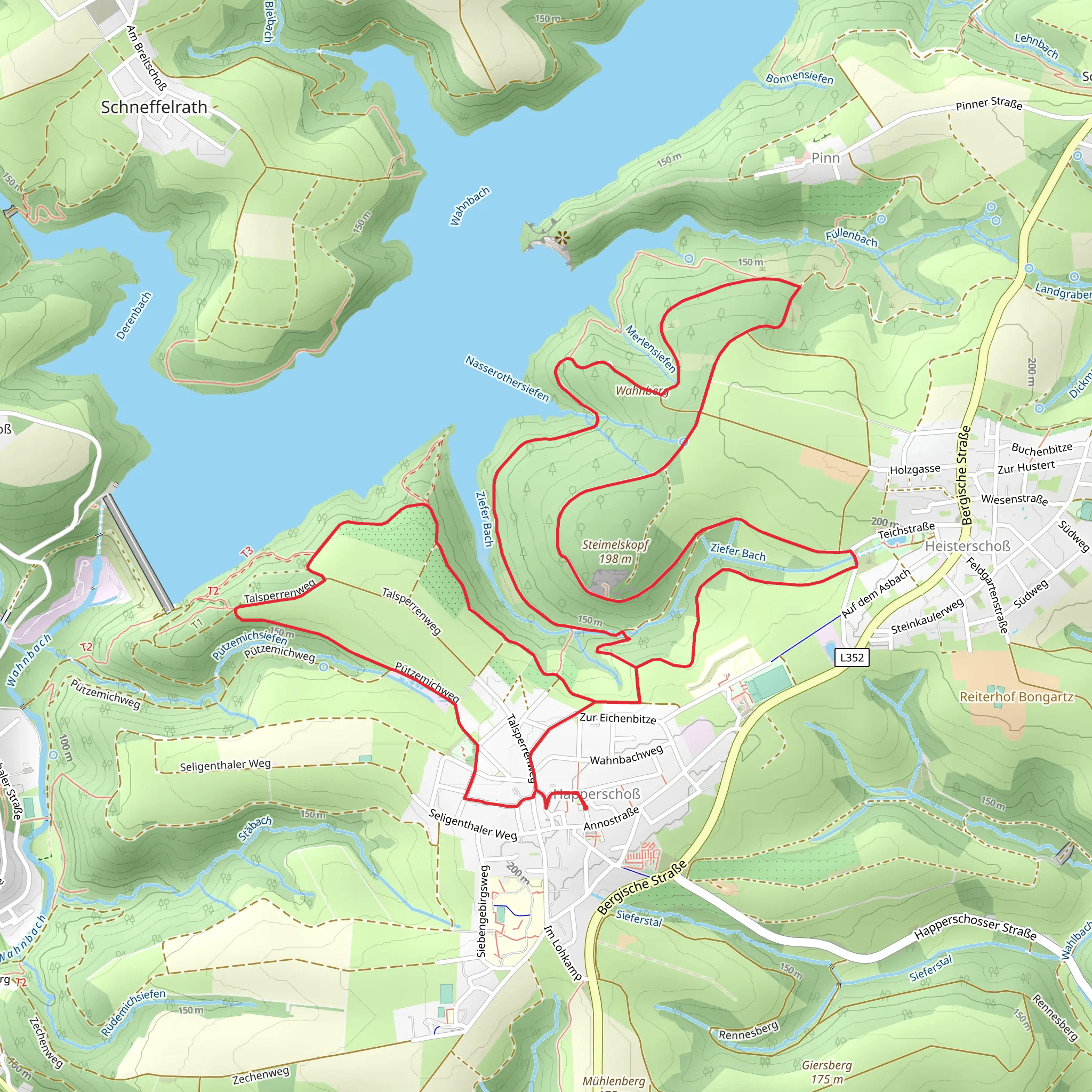 Wahnbach and Wahnberg via Bergischer Weg mobile static map