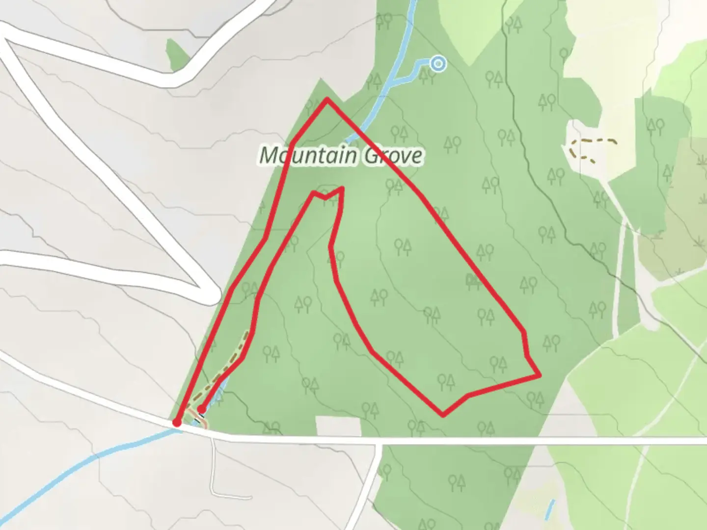 An image depicting the trail Pilltown - Mountain Grove Loop and its surrounding area.