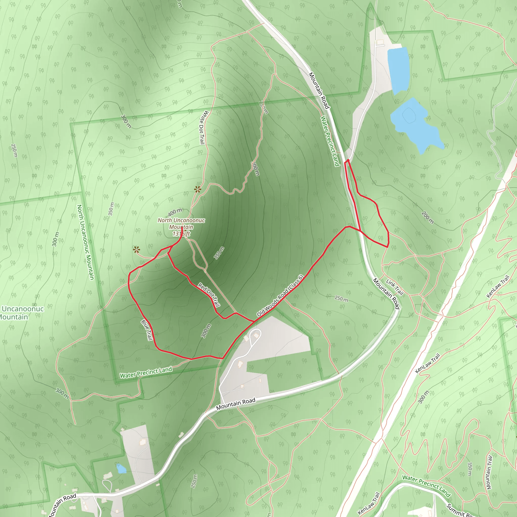 North Uncanoonuc Mountain Loop via Old Woods Road mobile static map