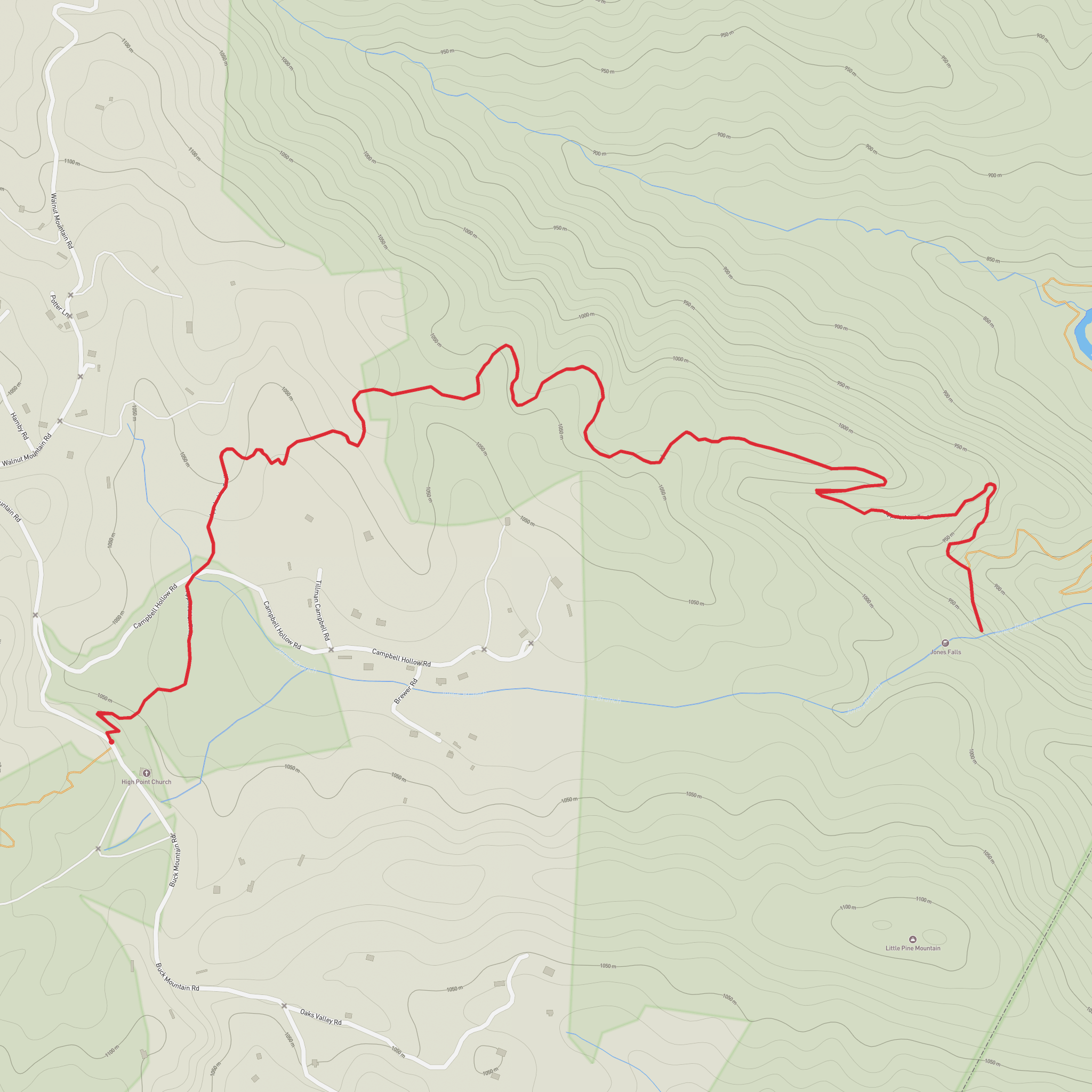 Jones Falls via Appalachian Trail mobile static map