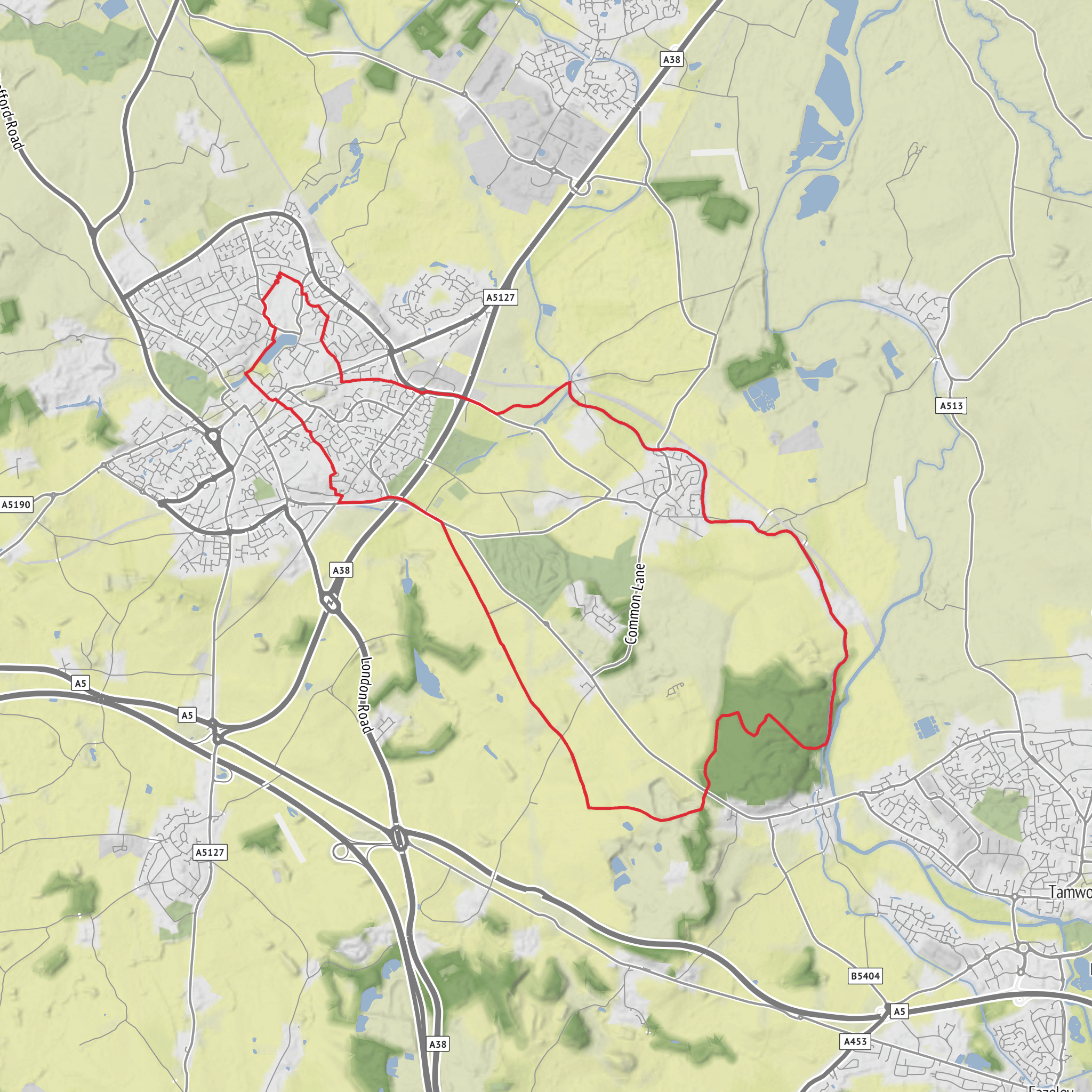 Lichfield to Hopwas via heart of England and Coventry canal mobile static map