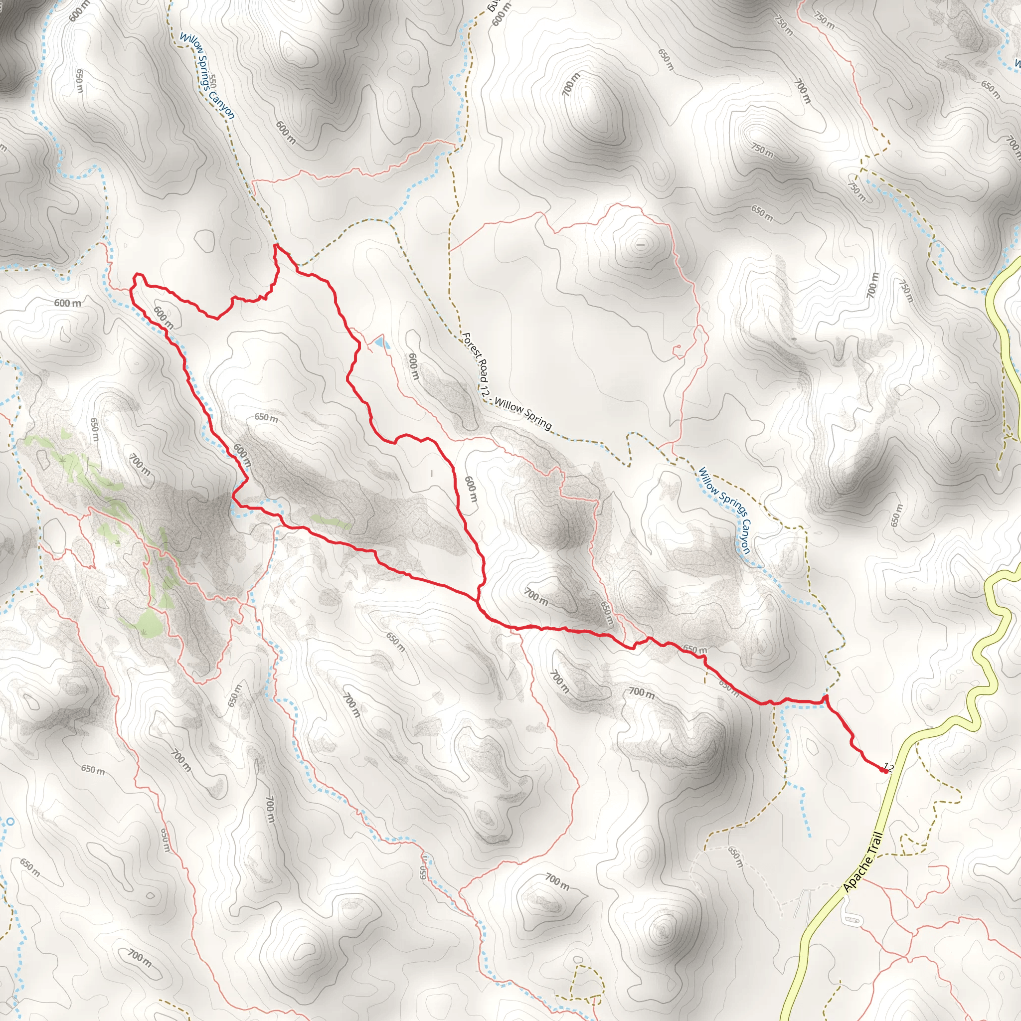 Willow Springs Basin Tank - Willow Springs Canyon Loop mobile static map