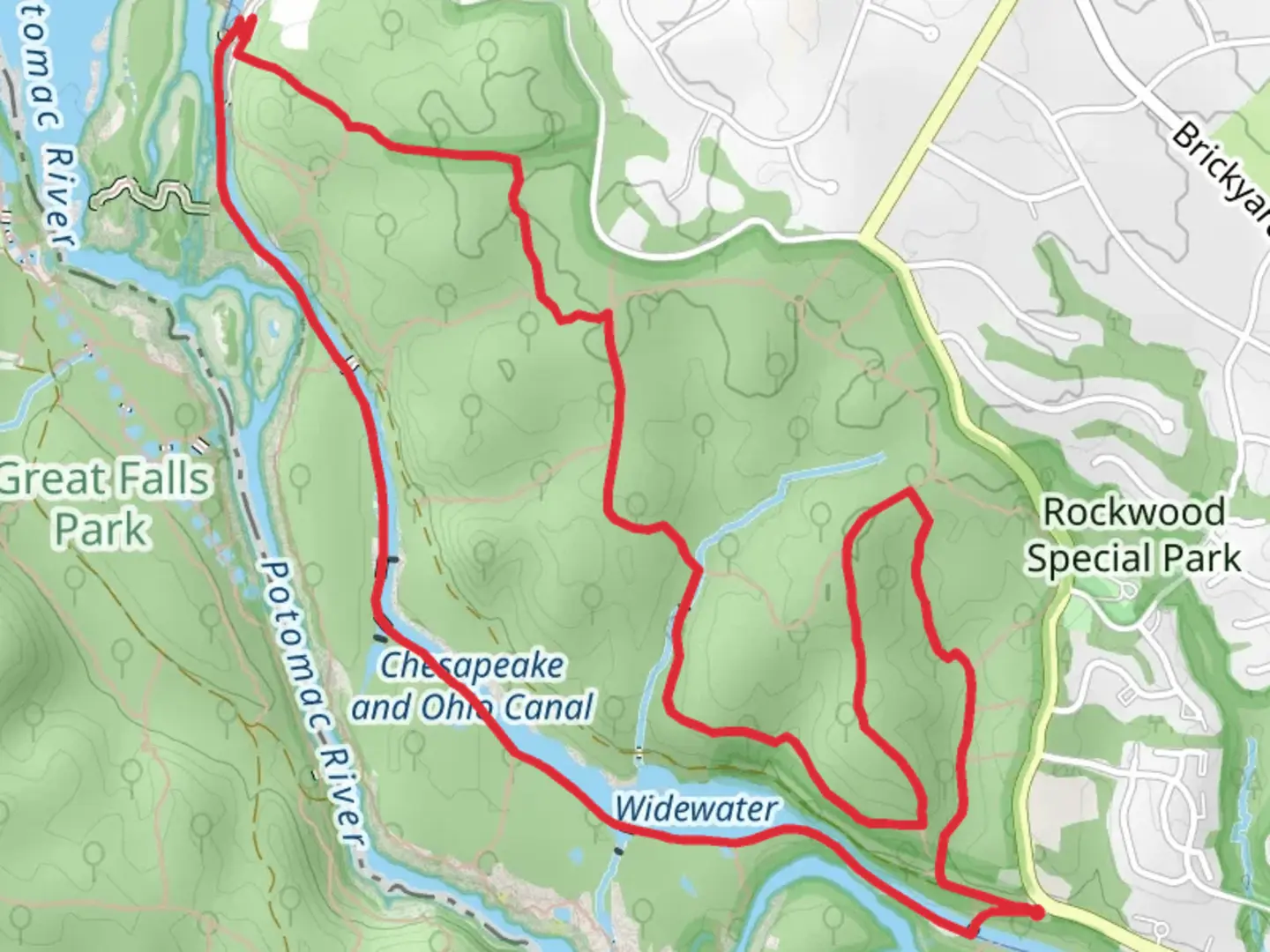 An image depicting the trail Valley, Gold Mine and Chesapeake and Ohio Canal Loop Trail and its surrounding area.