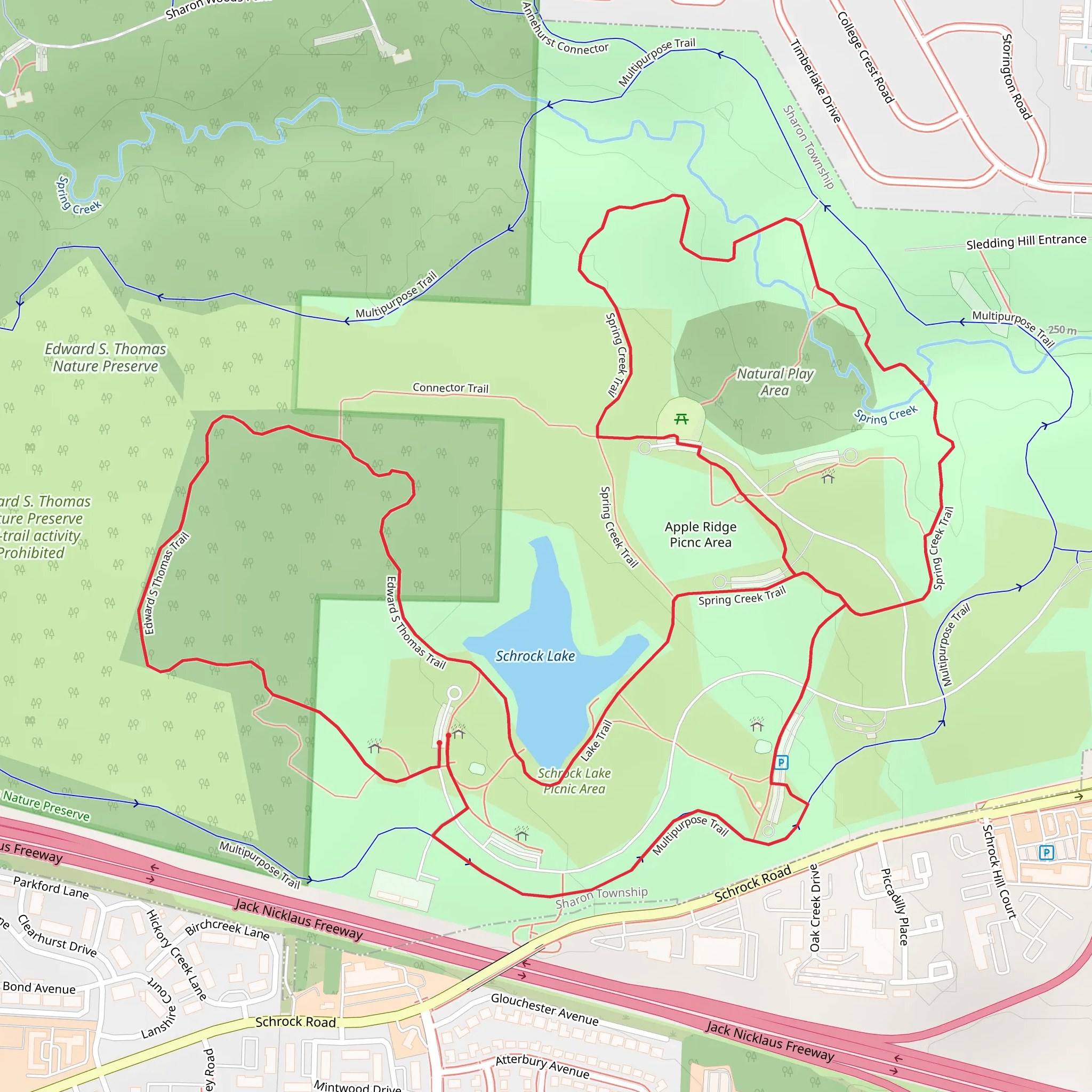 Edward S Thomas Trail and Spring Creek Trail Loop mobile static map