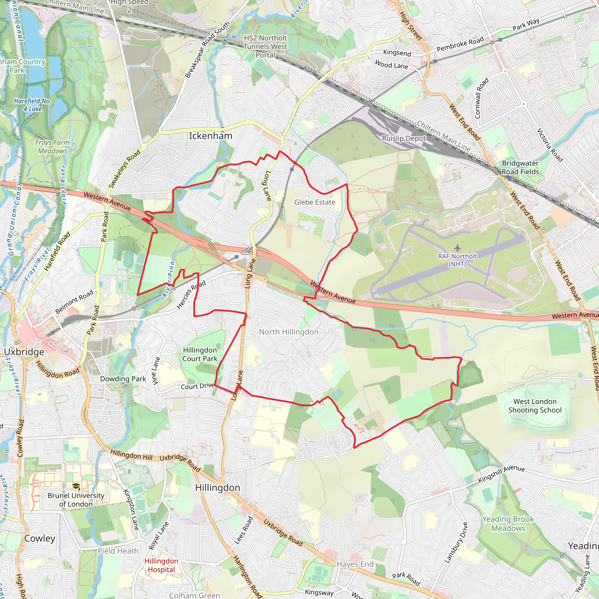 Ten Acre Wood and Swakeleys Park Loop mobile static map