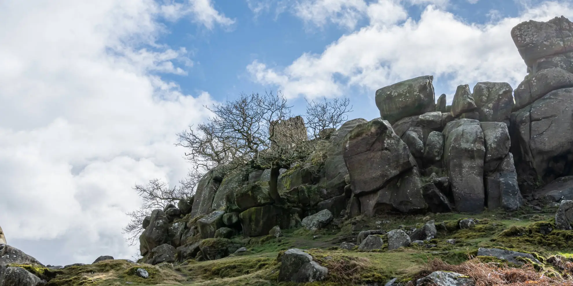 An image depicting the trail Stanton Moor and Robin Hood's Stride from Winster and its surrounding area.