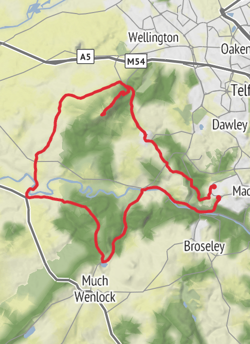The Wrekin, Eaton Constantine, river at Cressage, Sheinton, Ironbridge. mobile static map