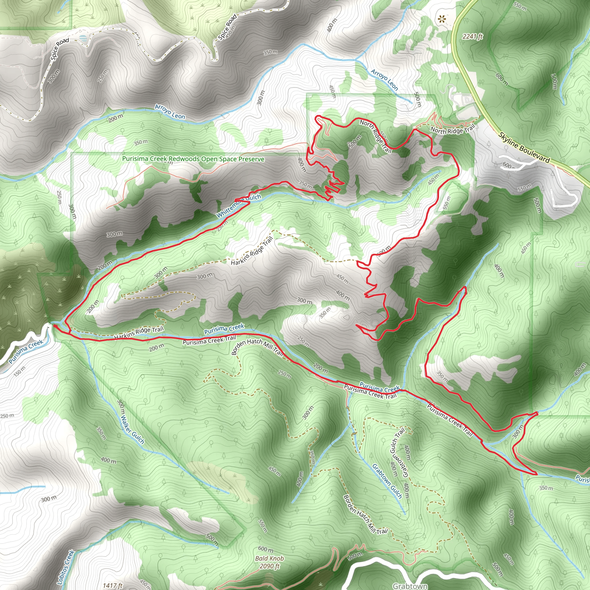 Craig Britton Trail and Whittemore Gulch Loop Trail mobile static map