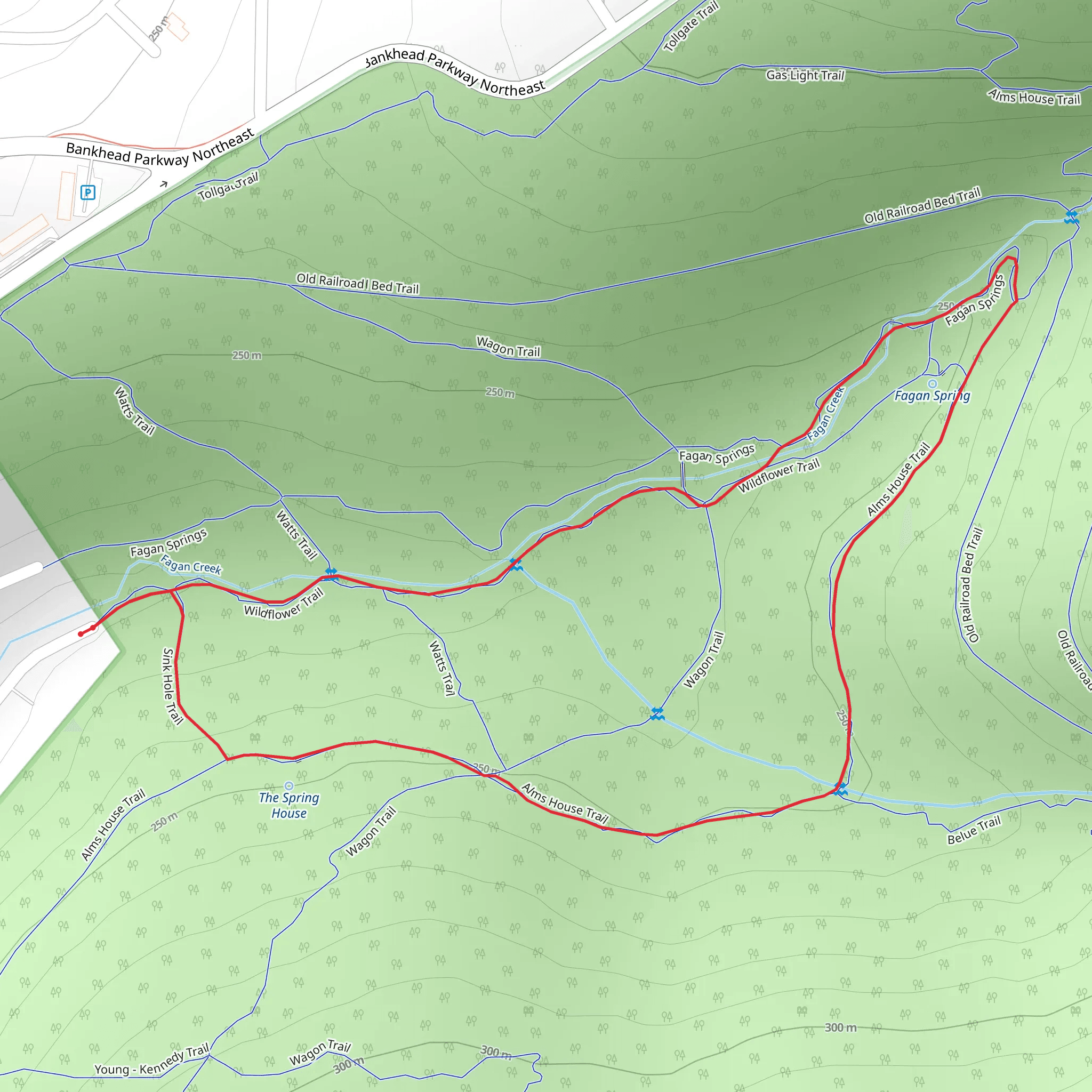 Sink Hole, Alms House and Wild Flower Loop Trail mobile static map