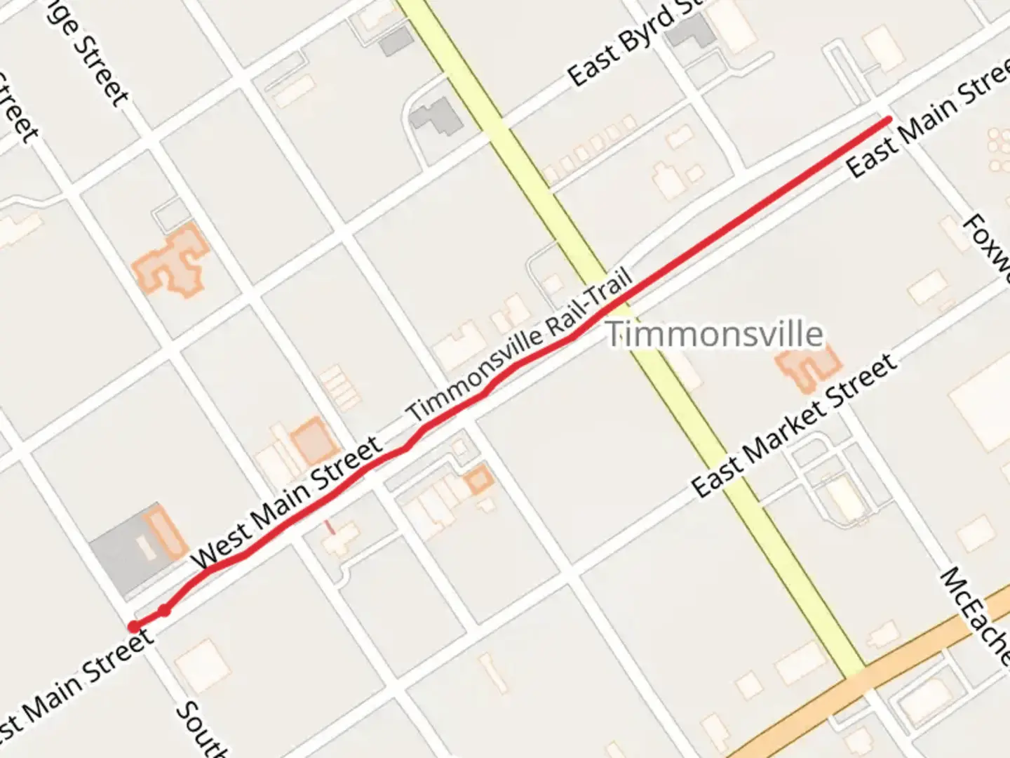 An image depicting the trail Timmonsville Rail-Trail and its surrounding area.