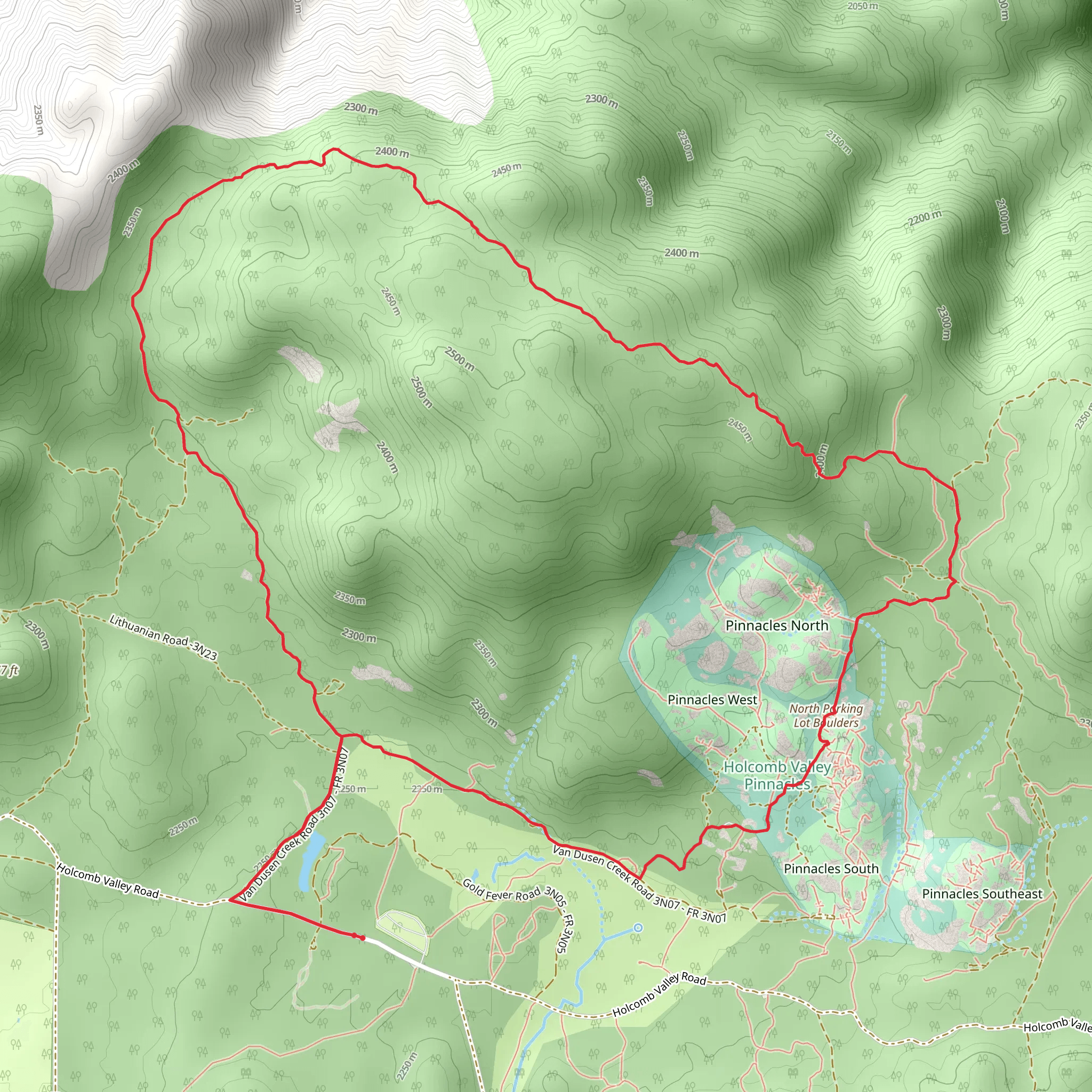 Harvey Mine Road and John Bull Flat Road Loop mobile static map