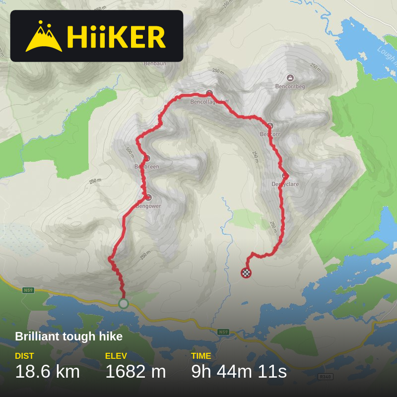 A map preview of the recording Brilliant tough hike .