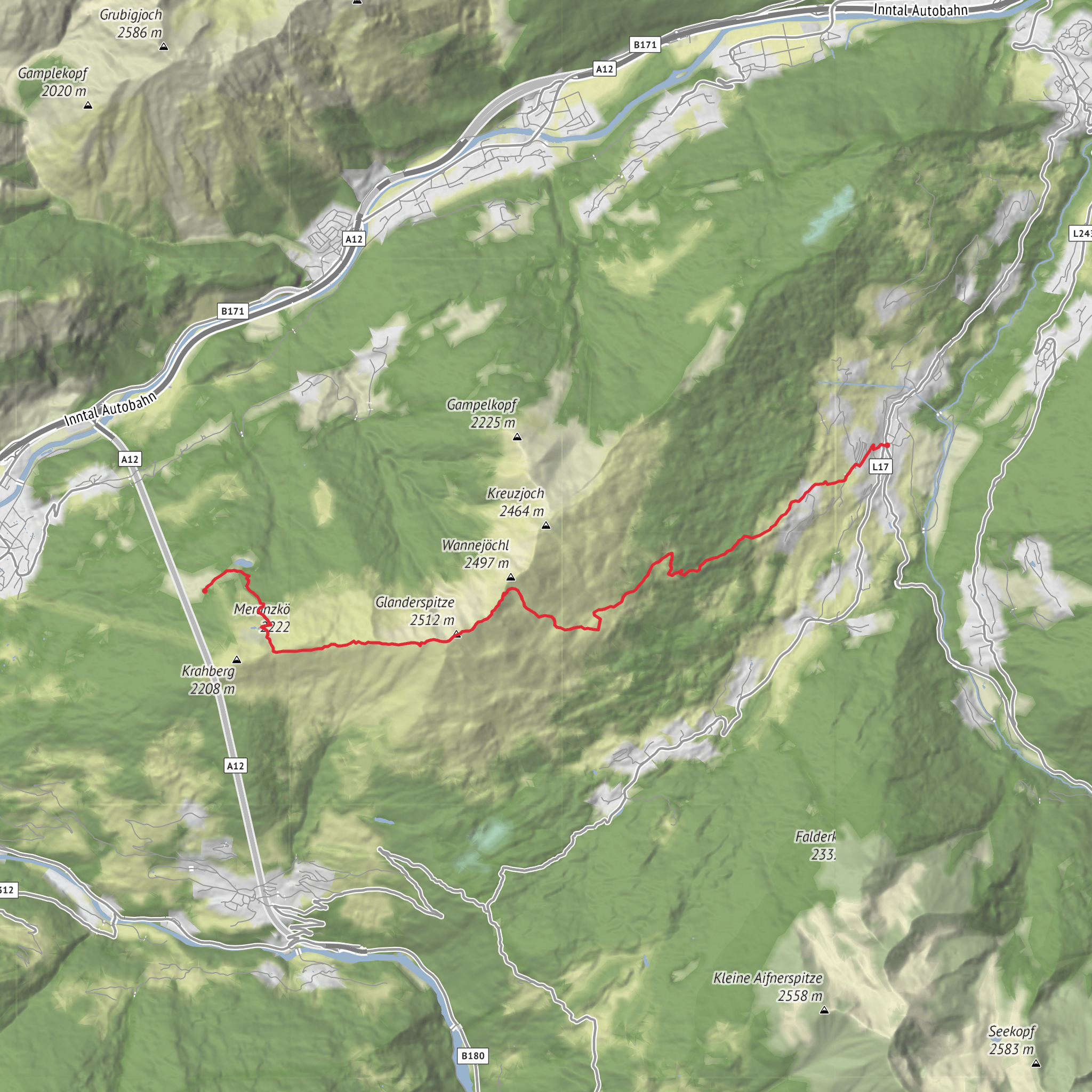 Hike from Zams via Glanderspitze mobile static map
