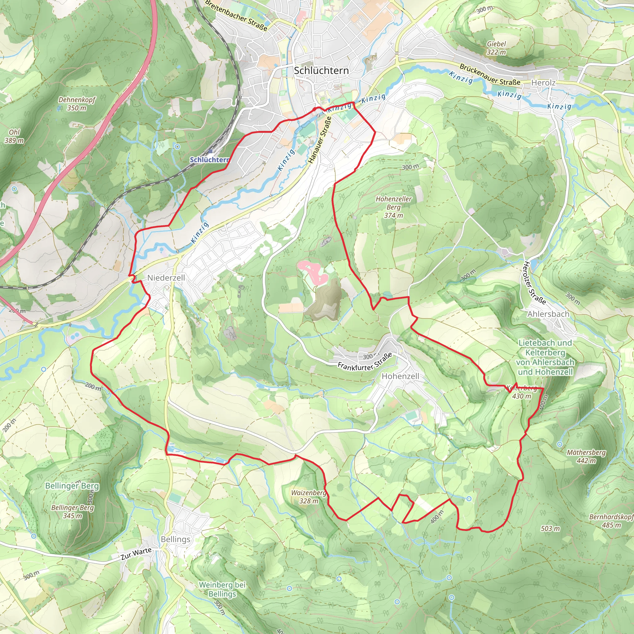 Schluchtern and Kelterberg Loop mobile static map
