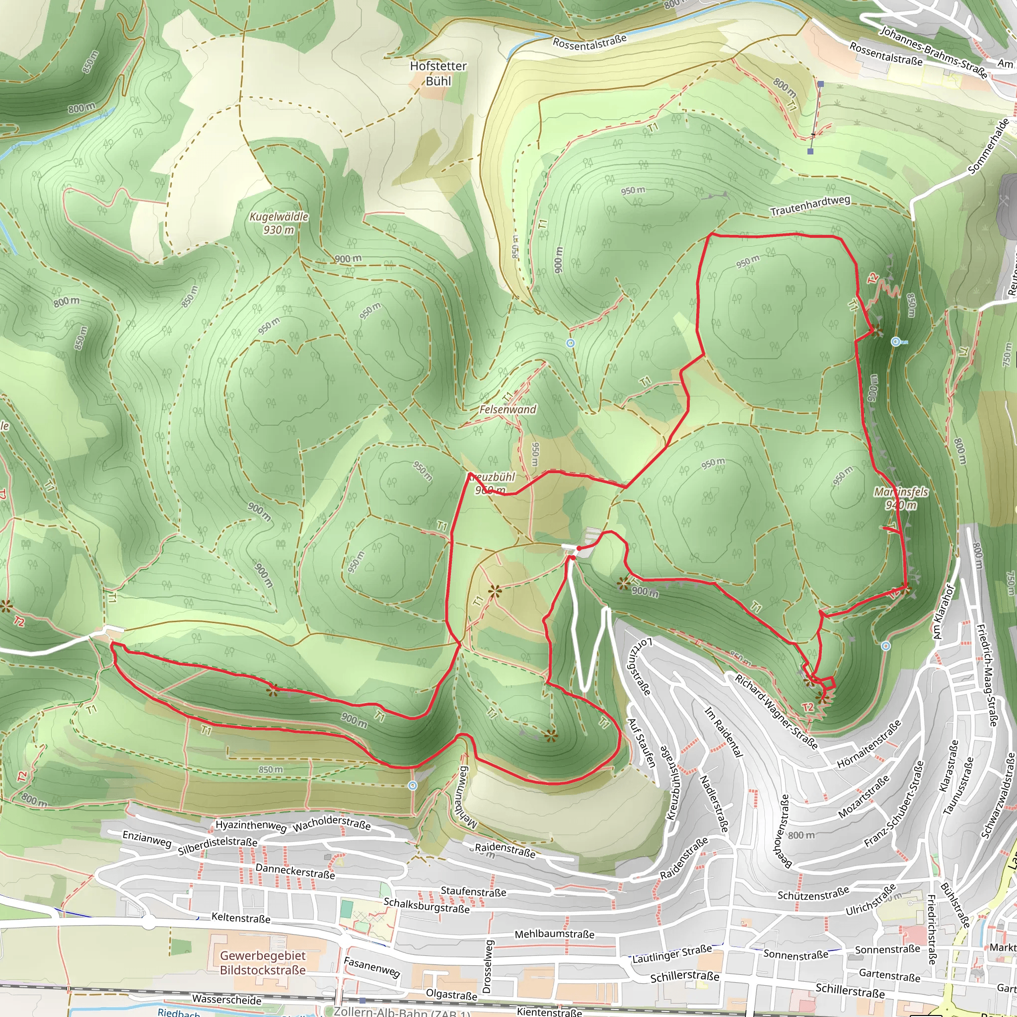 Kreuzbuehl and Schnecklesfels via Traufgaenge mobile static map
