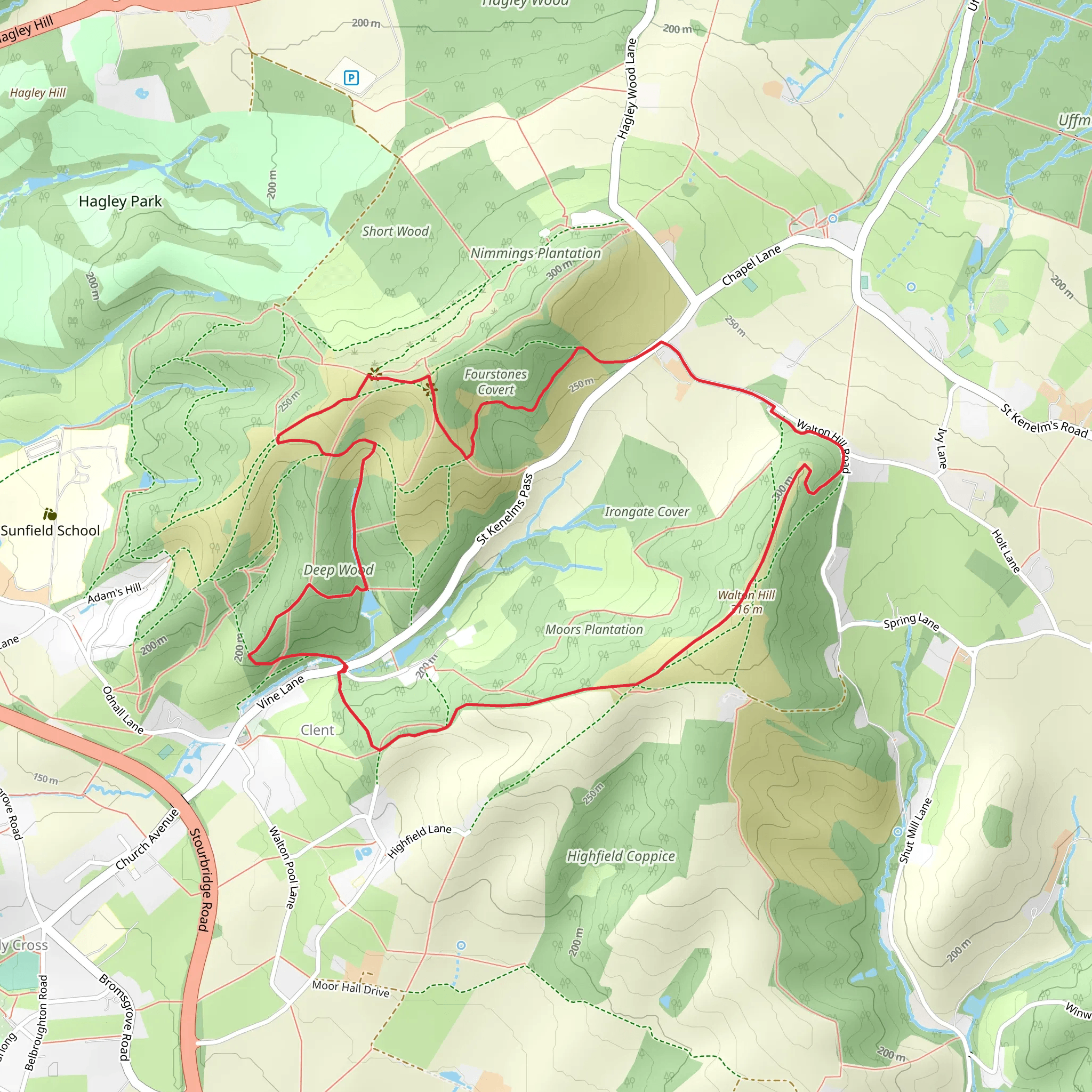 Deep Wood and Moors Coppice Loop mobile static map