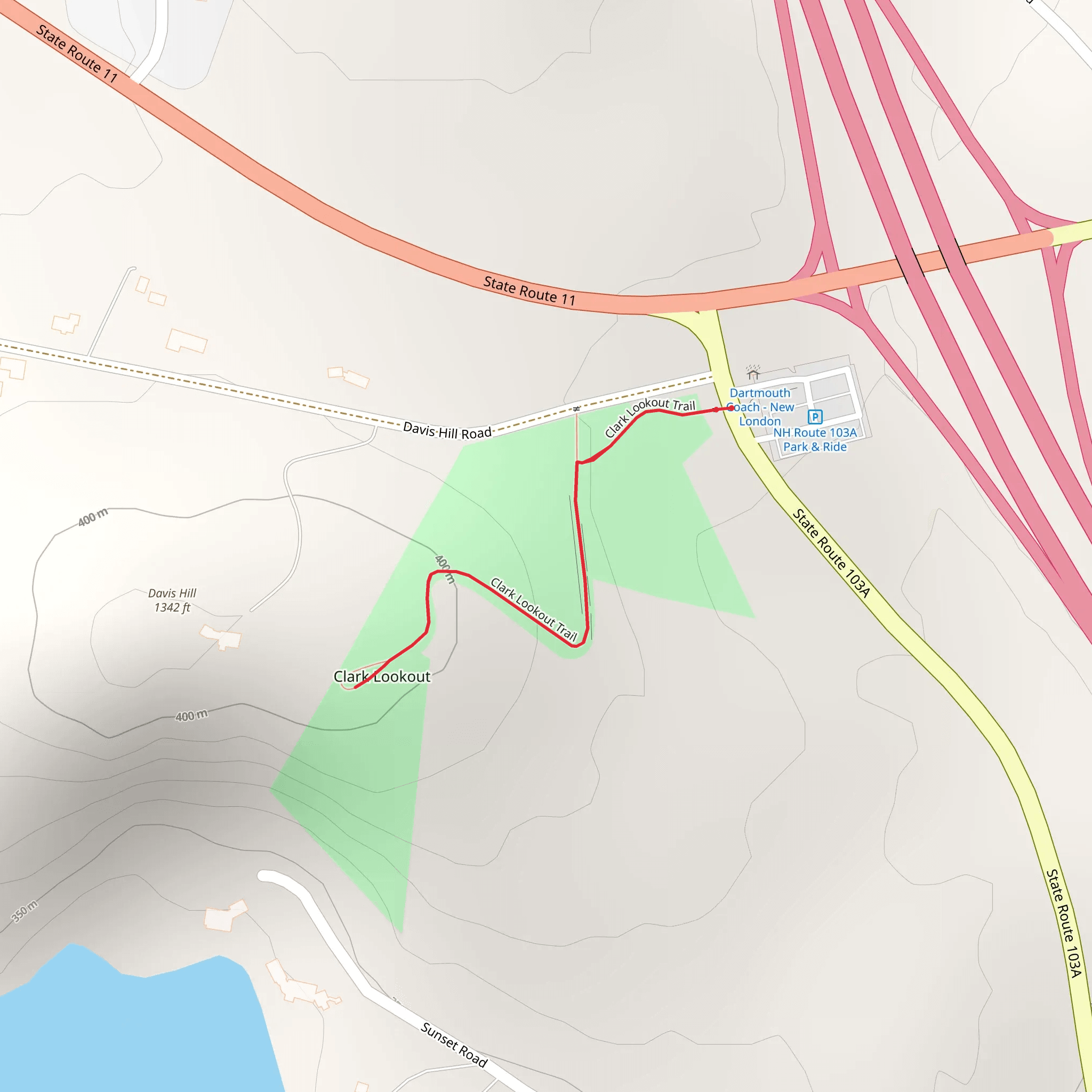 Clark Lookout Trail Out and Back mobile static map