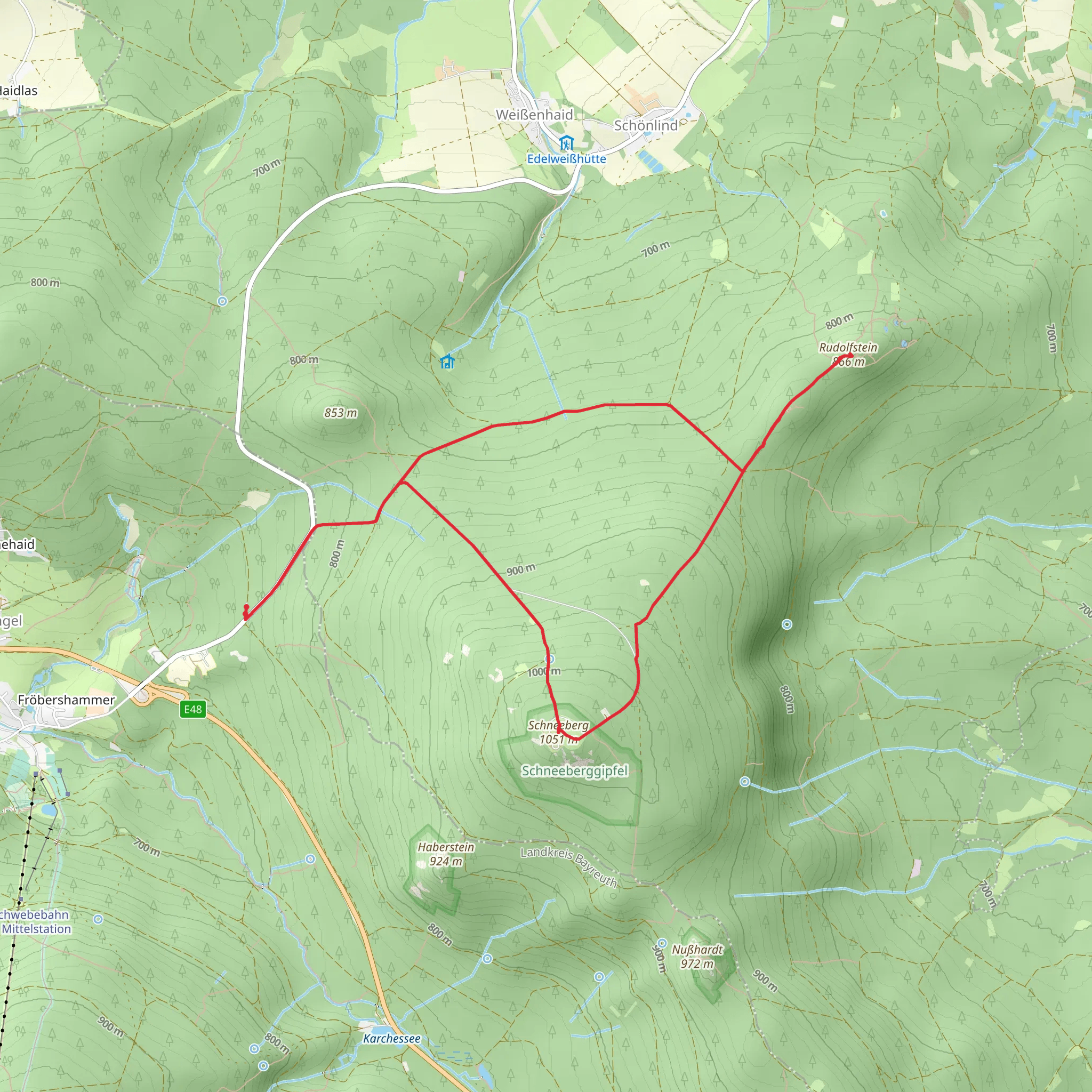 Rudolfstein and Backoefele Loop via Stellweg mobile static map