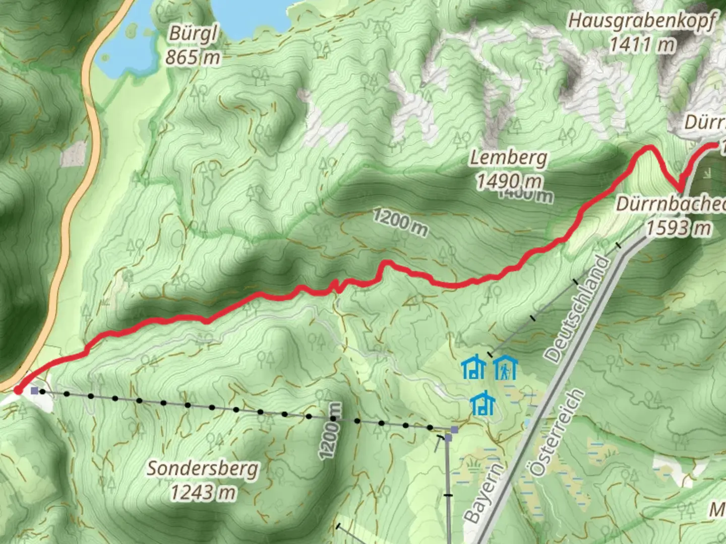 An image depicting the trail Dürrnbachhorn via P Seegatterk Dürrnbachhorn and its surrounding area.