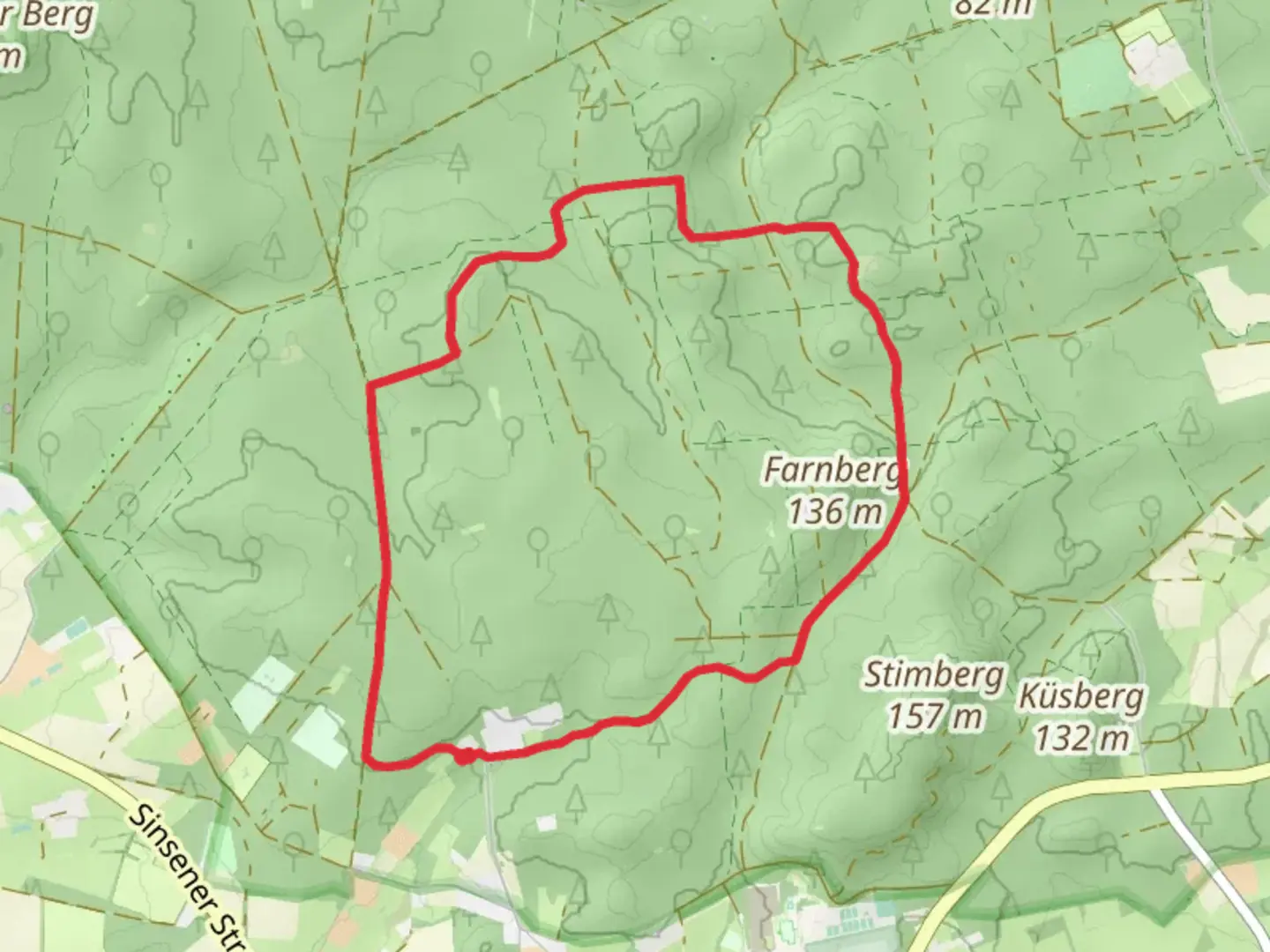 An image depicting the trail Stimbergpark Rundweg and Mutter Wehner Rundweg Loop and its surrounding area.