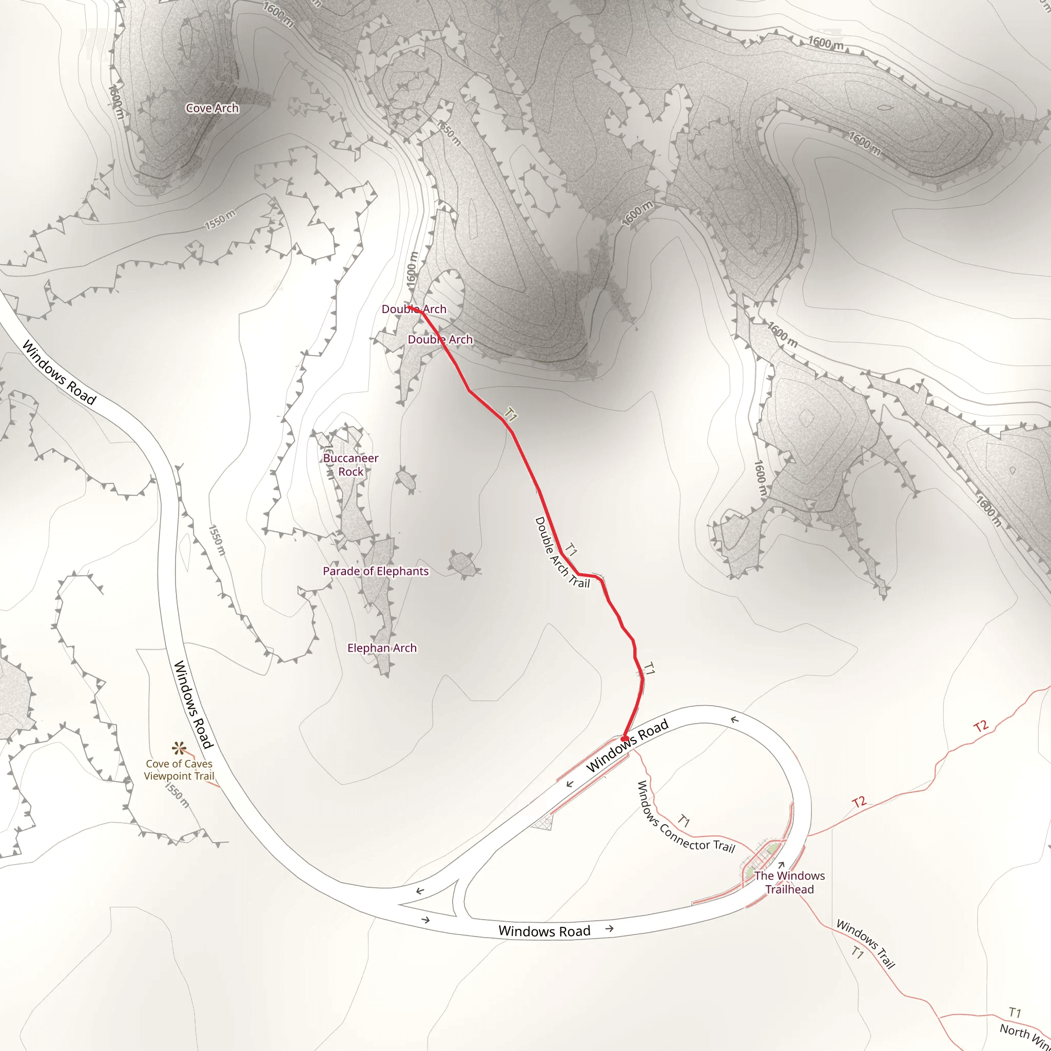 Double Arch Trail mobile static map