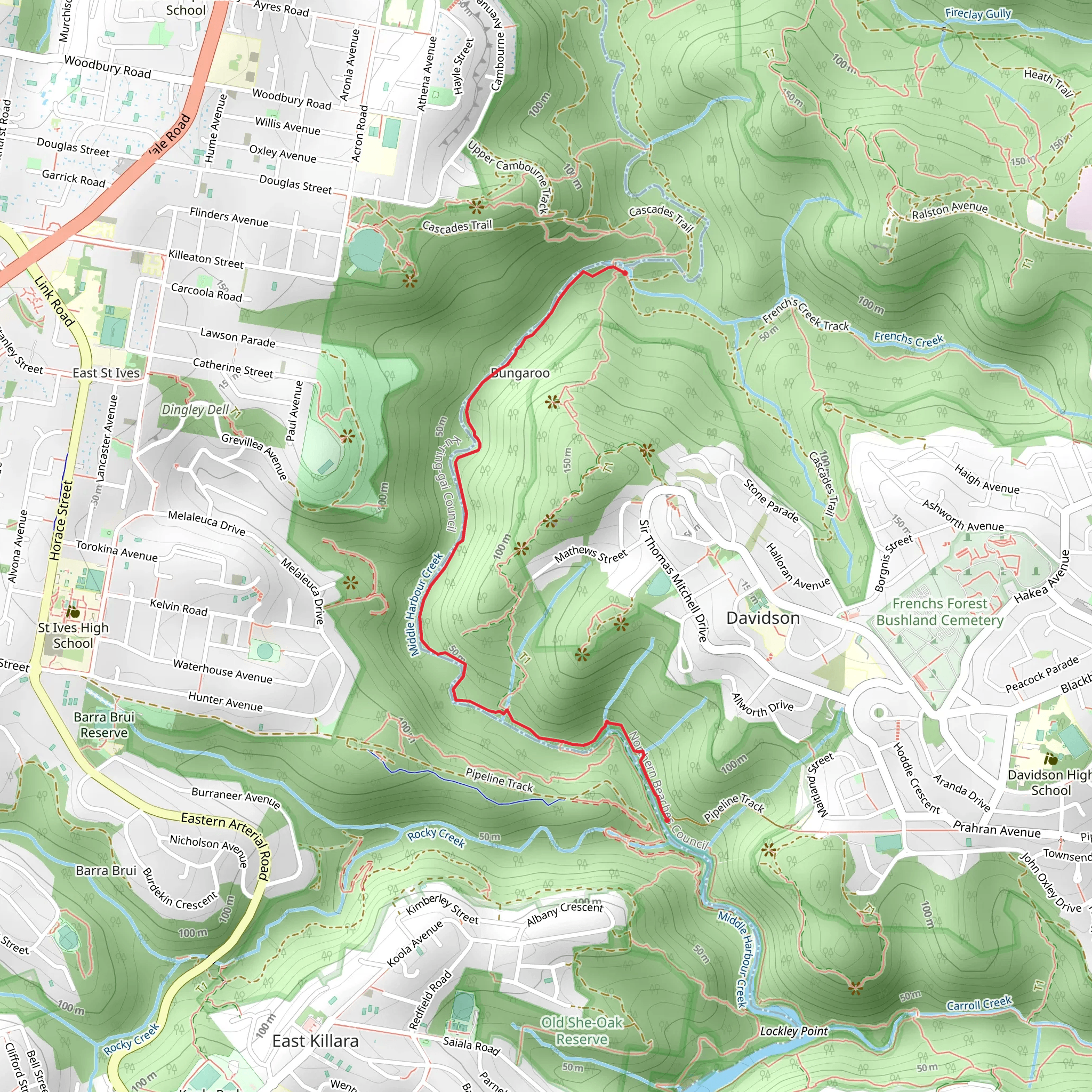 Stepping Stone Crossing to Cascades Trail mobile static map