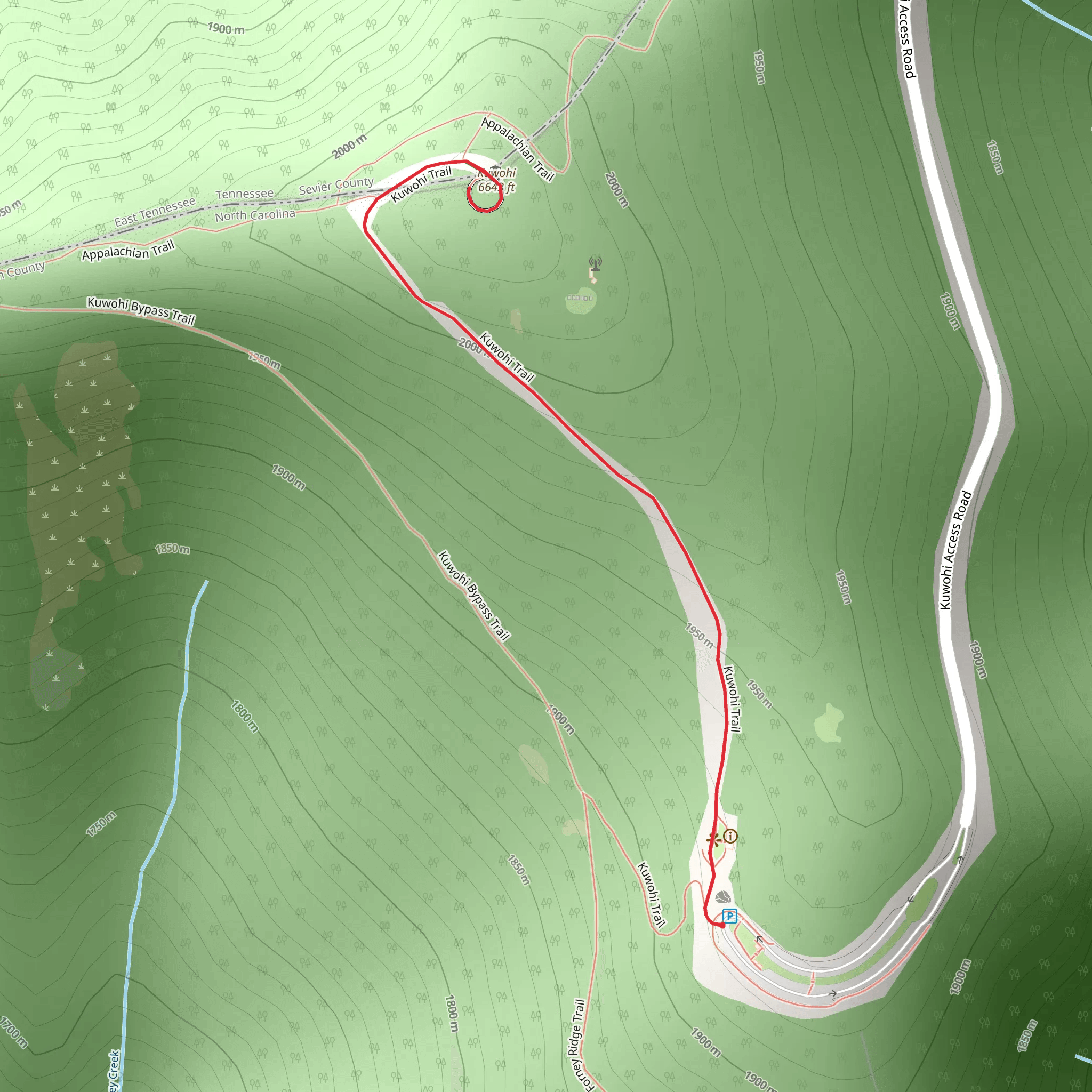 Clingmans Dome Observation Tower Trail mobile static map