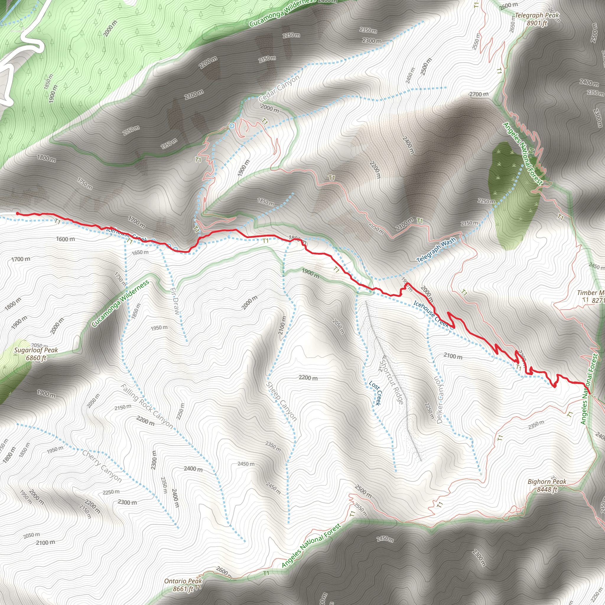Icehouse Saddle via Icehouse Canyon Trail mobile static map