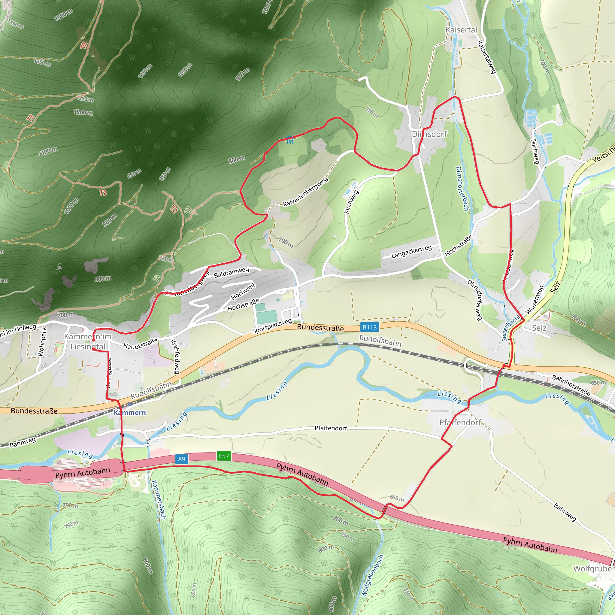 Marterlweg Route Blue Route mobile static map