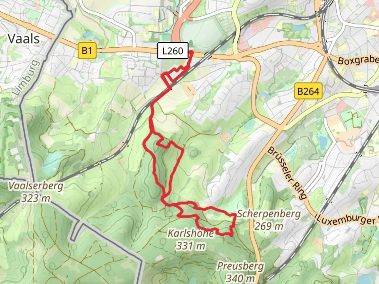 An image depicting the trail Philippionsweg and its surrounding area.