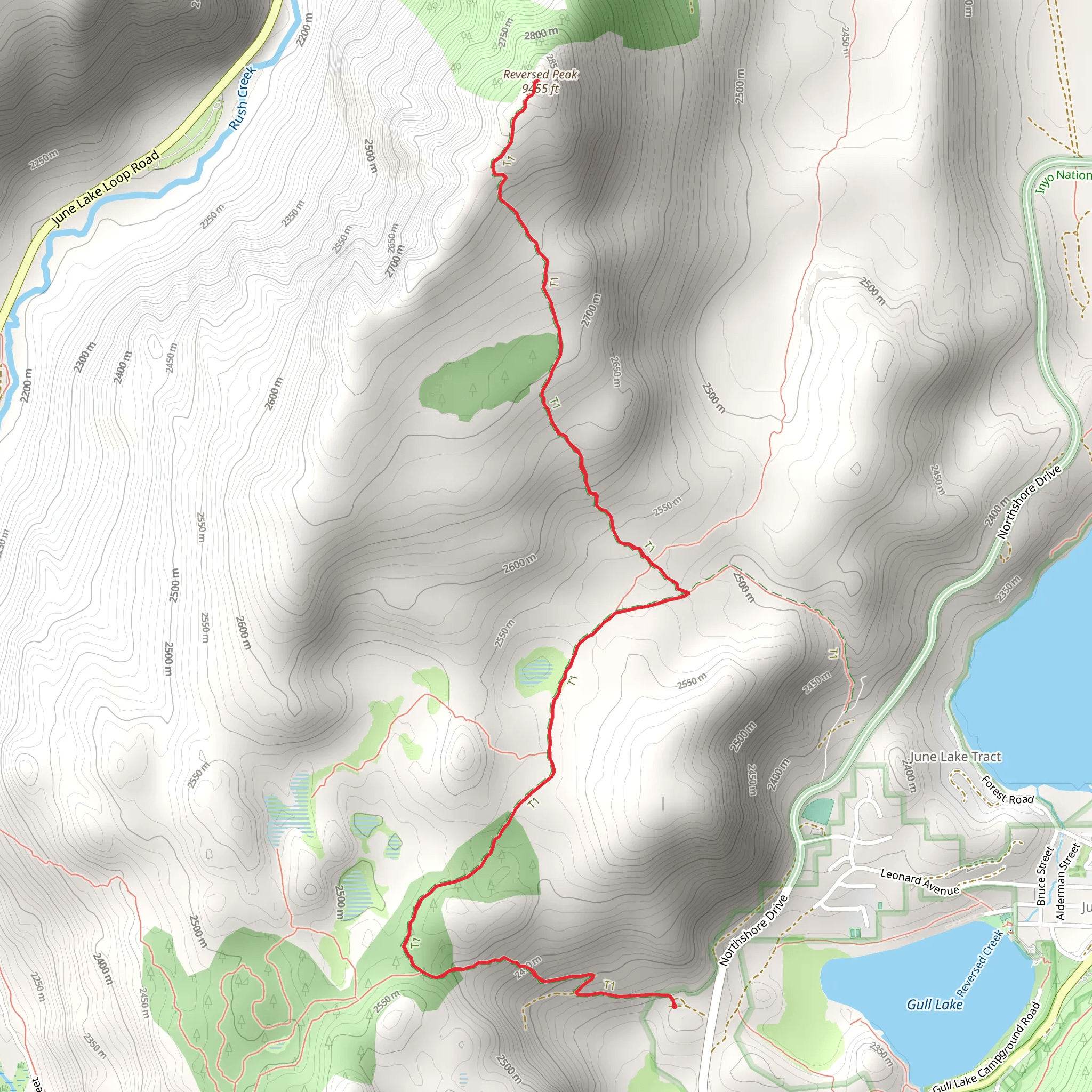 Reversed Peak Trail mobile static map