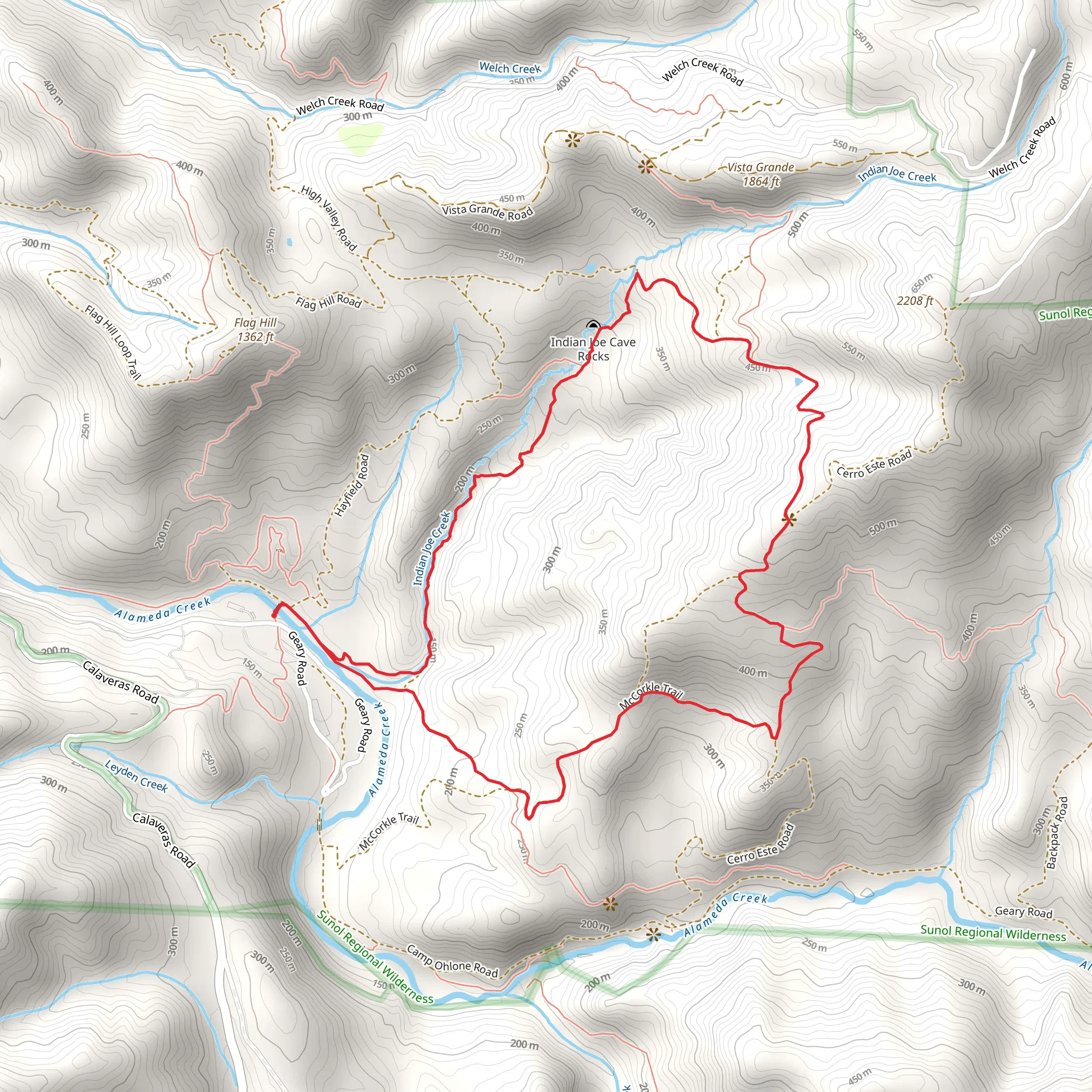 Indian Joe Creek Trail and McCorkle Trail Loop mobile static map