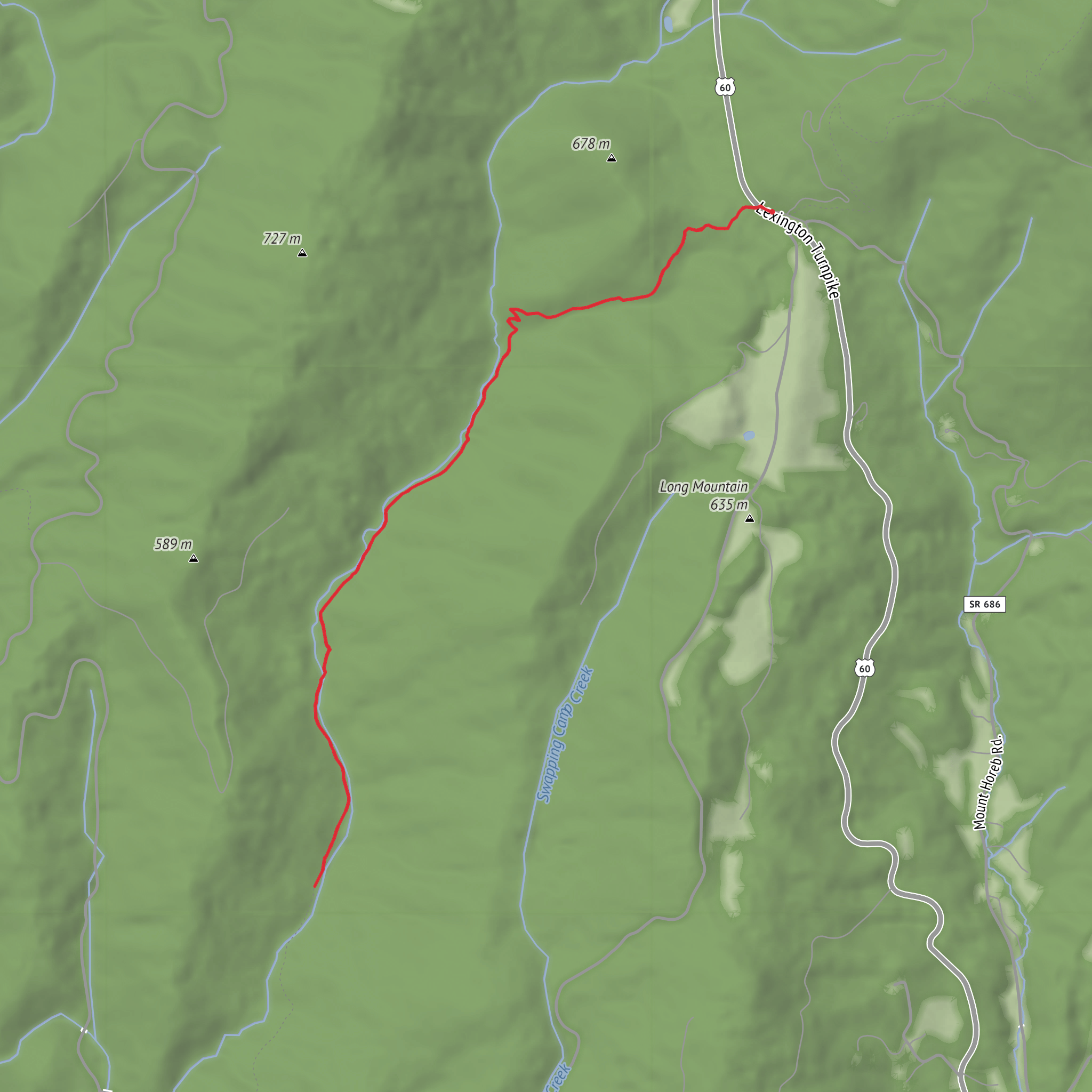 Brown Mountain Creek Out and Back mobile static map