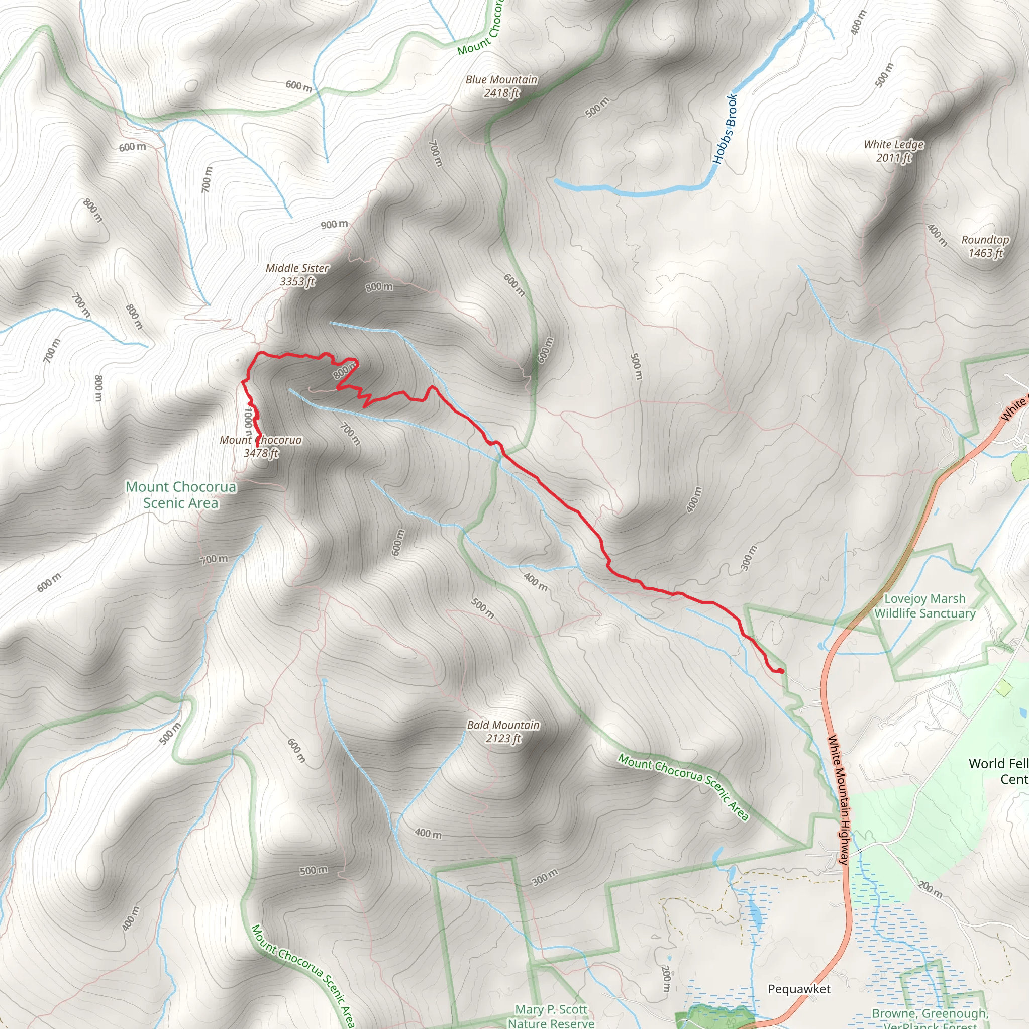 Piper Trail to Mount Chocorua Trail mobile static map