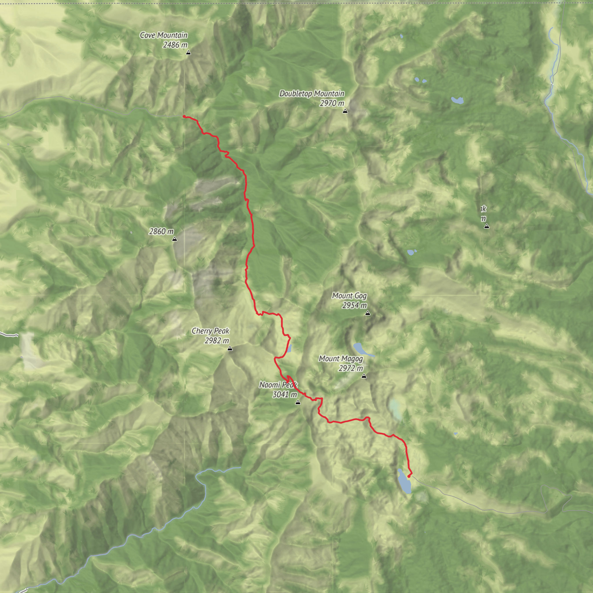 Hike from High Creek Canyon to Tony Grove mobile static map